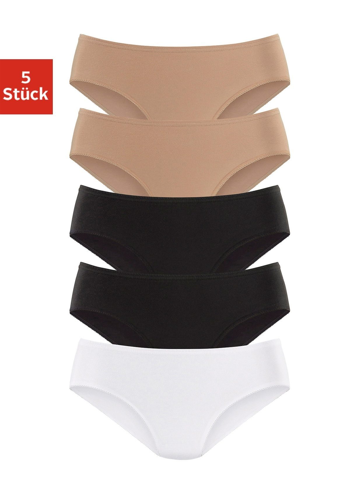 5-St) Slips beige, petite elastischer weiß schwarz, fleur aus Baumwolle Jazz-Pants (Packung,