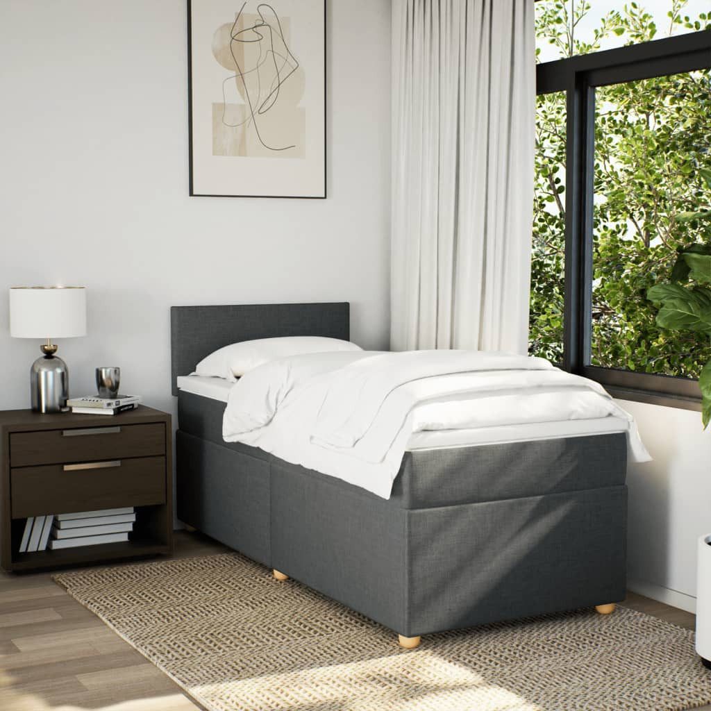 vidaXL Bett Boxspringbett mit Matratze Dunkelgrau günstig online kaufen