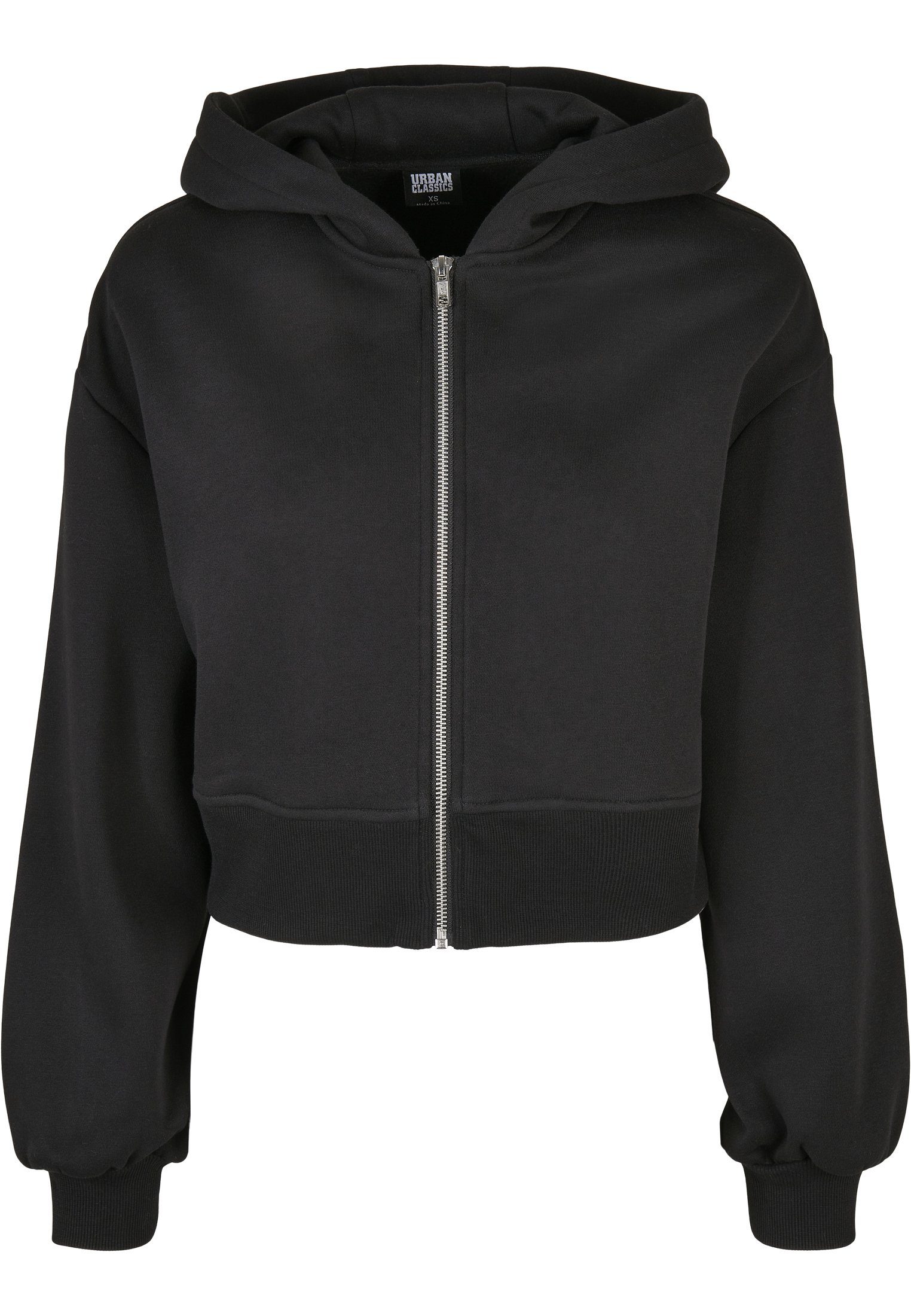 URBAN CLASSICS Short (1-tlg) Damen Sweatjacke Ladies Oversized black Zip Jacket