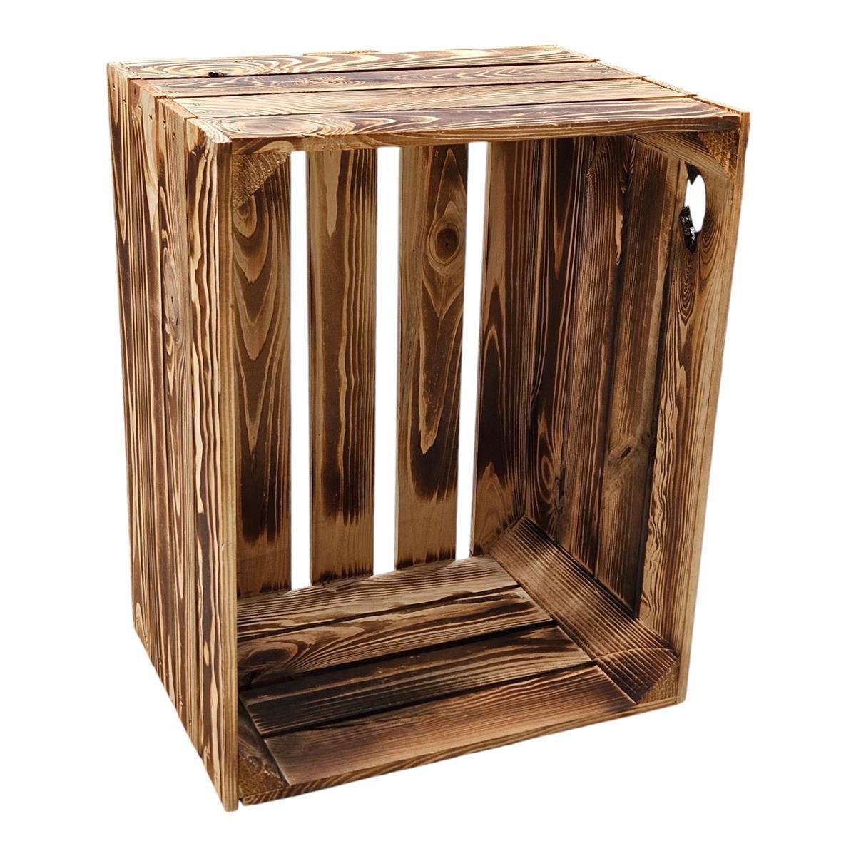 Teramico Holzkiste Weinkiste Holzkiste NEU geflammt 50 x 40 x 30cm, Aufbewahrungsbox