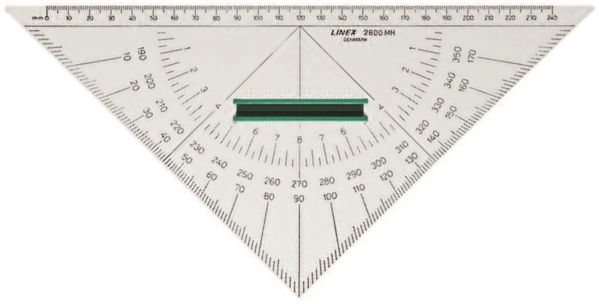 Linex Geodreieck Nautischer Winkelmesser 2800MH 28cm mit Griff transparent