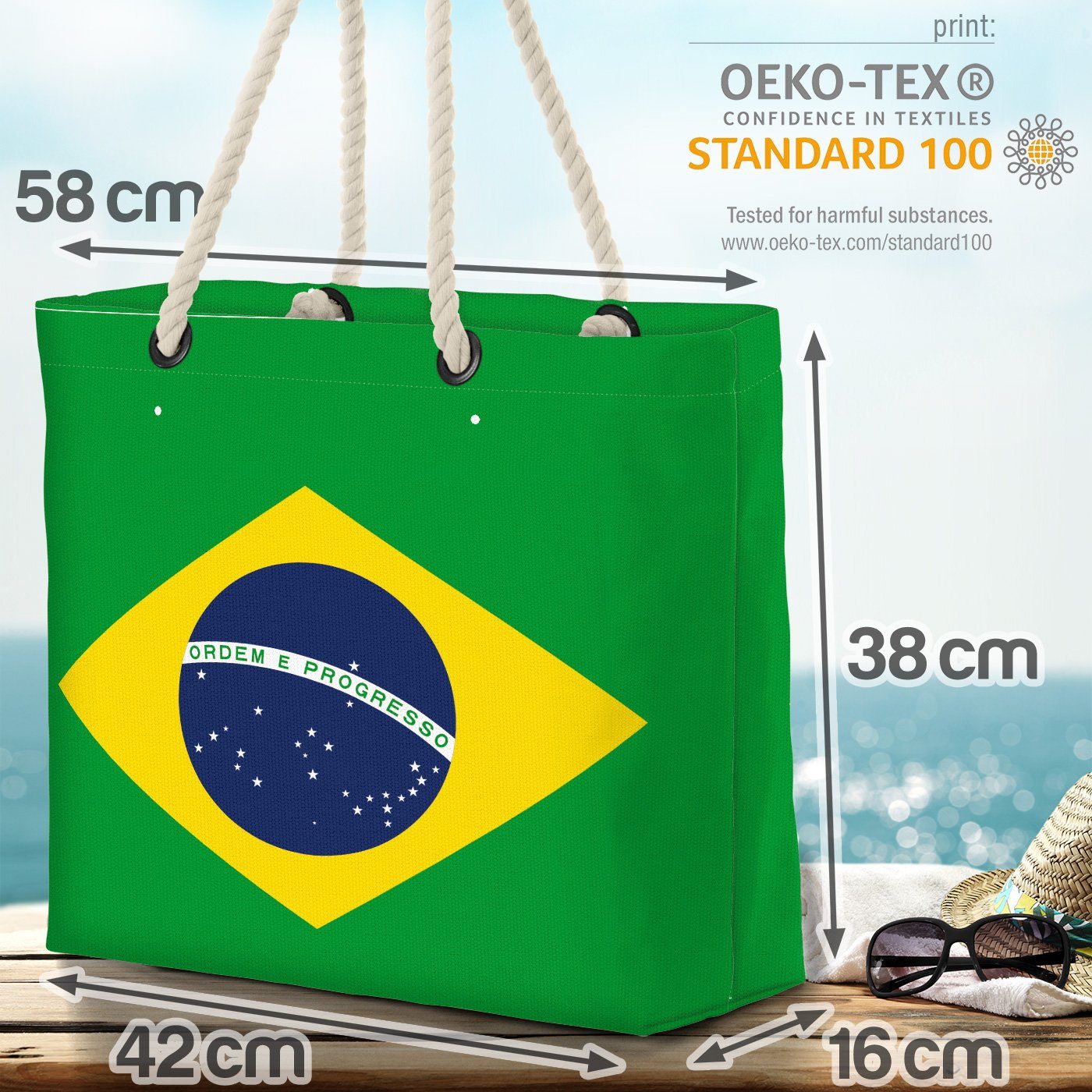 Brasilien Fahne WM (1-tlg), VOID Strandtasche Länderflagge Flagge