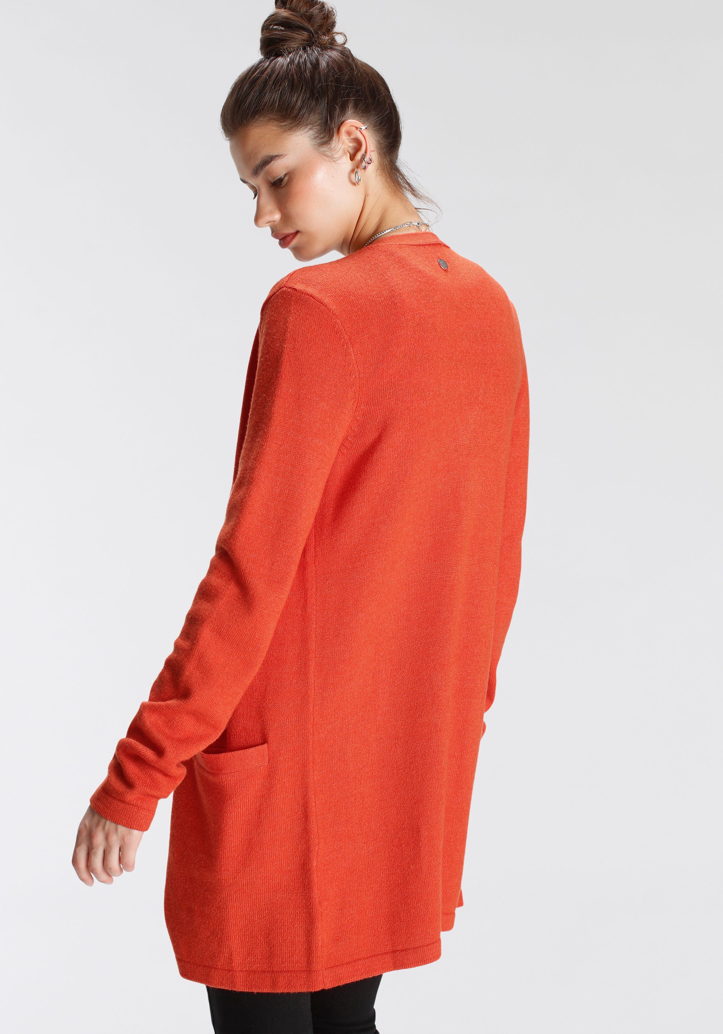 Tamaris Cardigan mit Taschen orange-rot melange