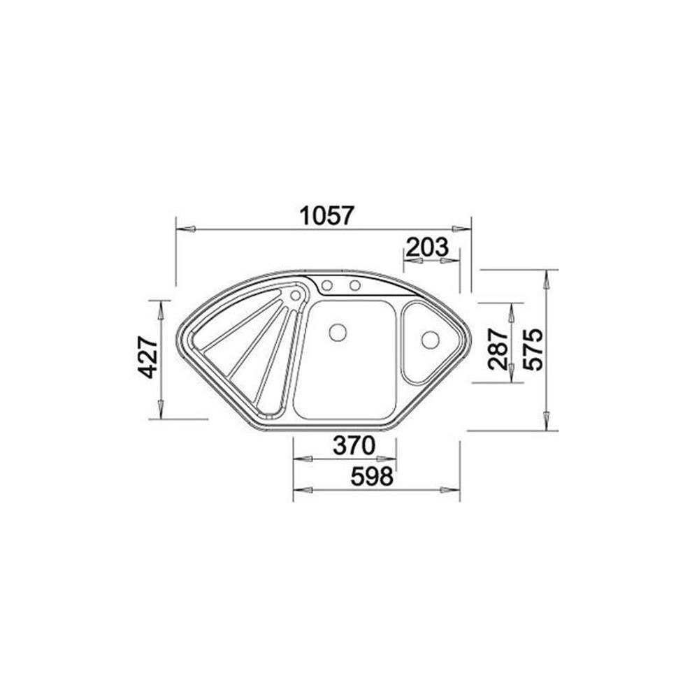 cm Edelstahl Blanco Edelstahlspüle InFino 105,7/57,5 Ablaufsystem, BLANCODELTA-IF Einbauspüle Seidenglanz,