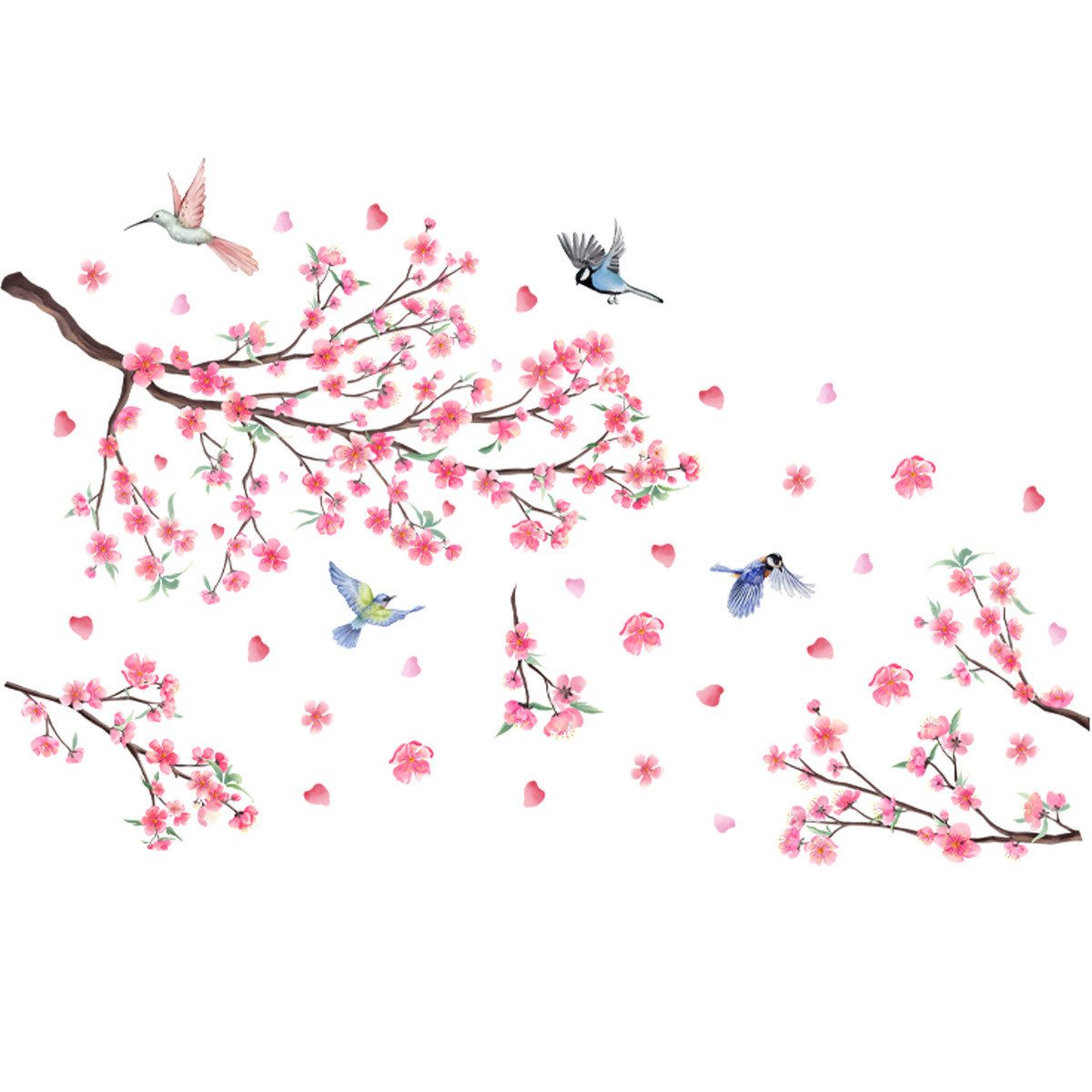 Coonoor Wandtattoo Hängende Rebe Blumen Wandaufkleber Blüten Blätter Vögel günstig online kaufen