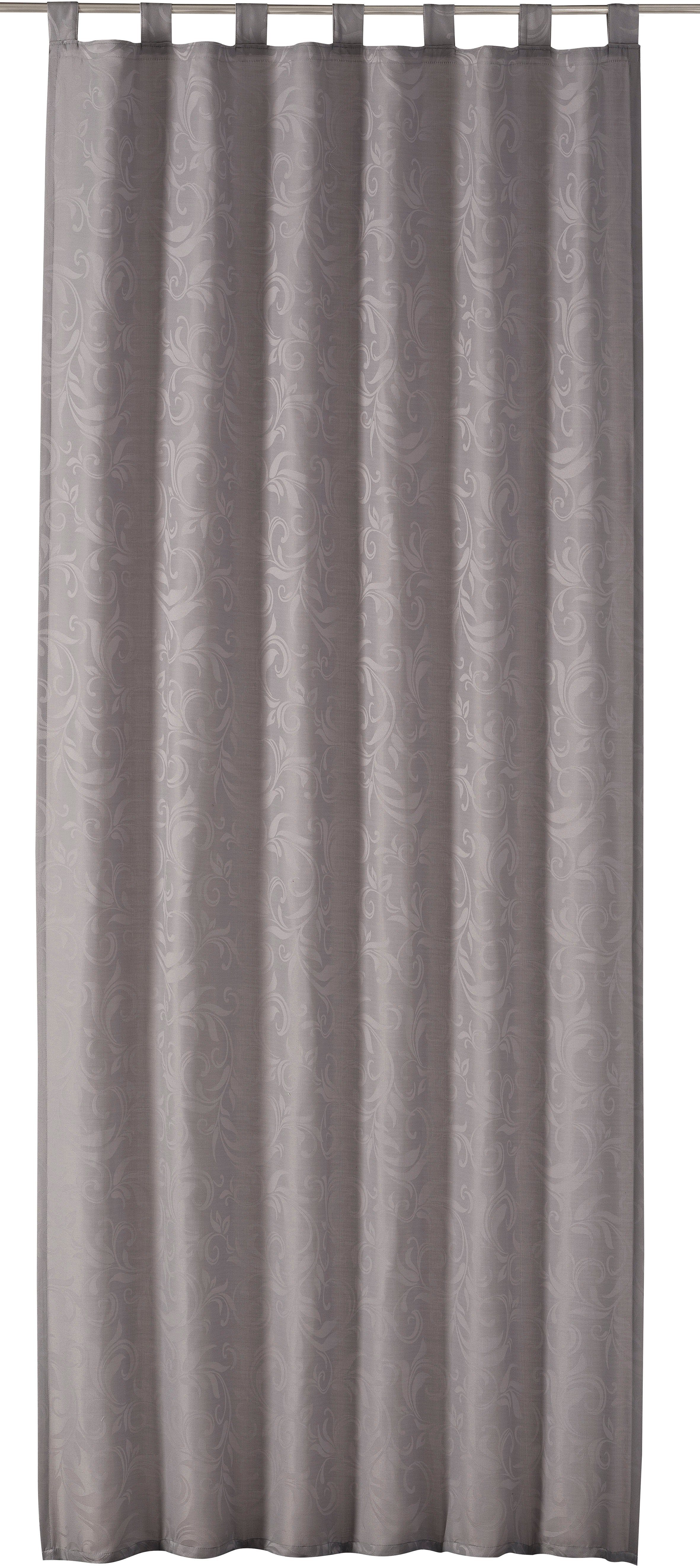 Gardine Kensington 06 taupe-braun, ELBERSDRUCKE, Schlaufen (1 St), blickdicht, Jacquard | Fertiggardinen