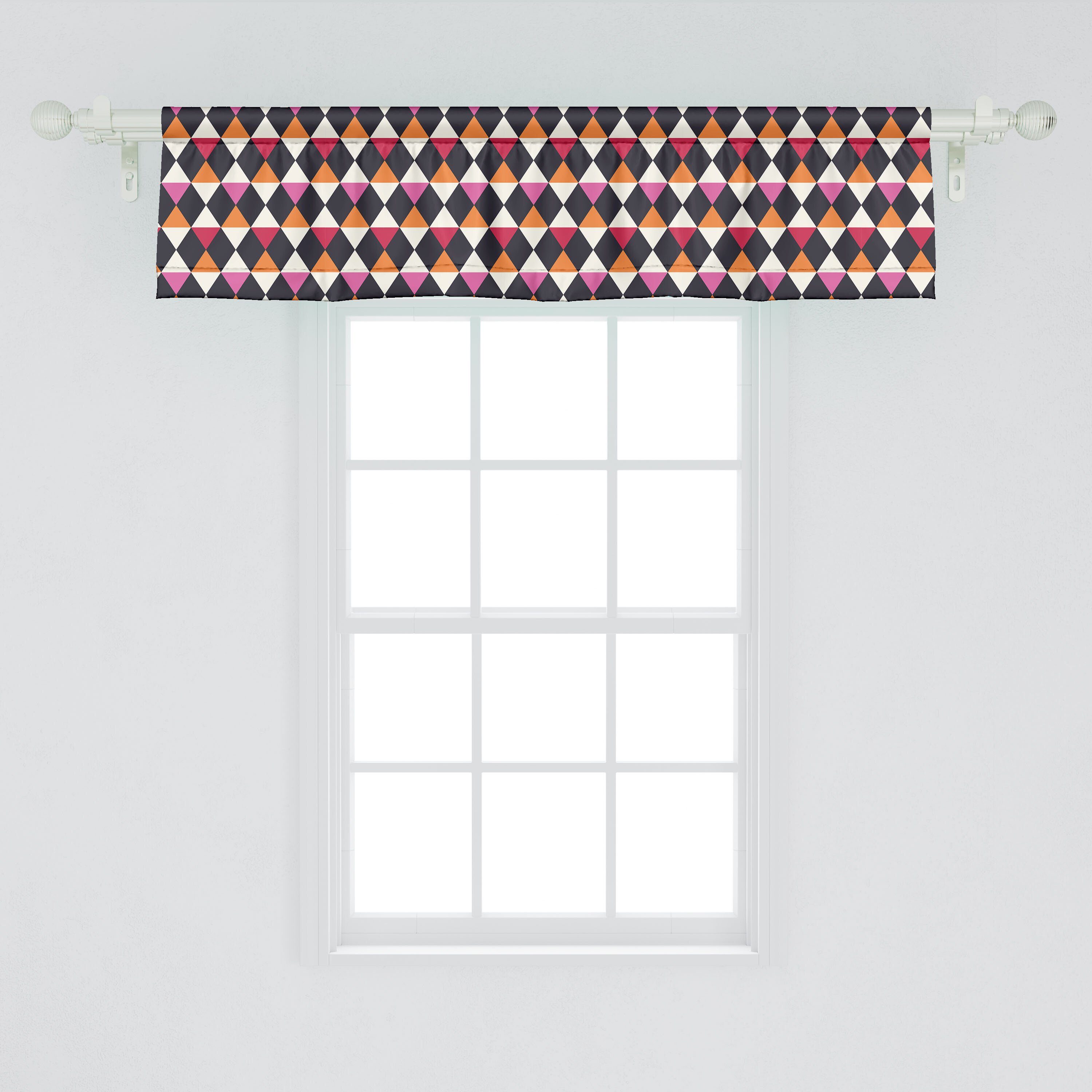 Scheibengardine Vorhang Volant für Schlafzimmer Vintage-Form Rhombus Geometrisch Abakuhaus, Dekor Küche Microfaser, mit Stangentasche