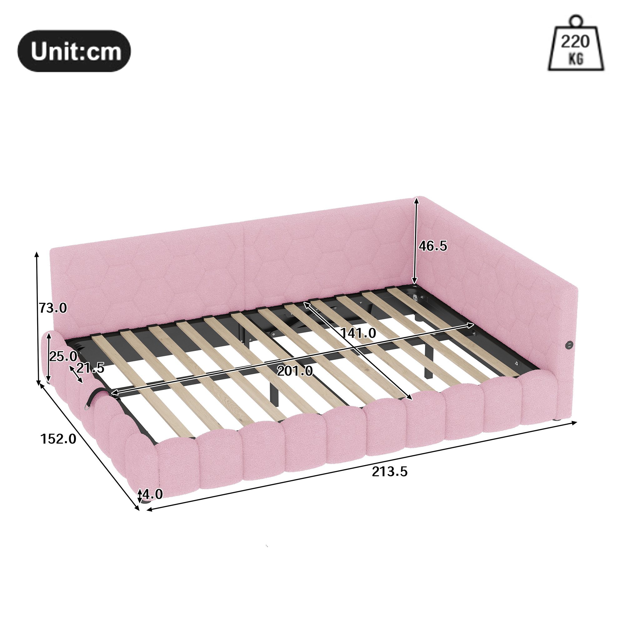 Flieks Daybett, Hydraulisches Polsterbett Tagesbett Schlafsofa 140x200cm mi günstig online kaufen