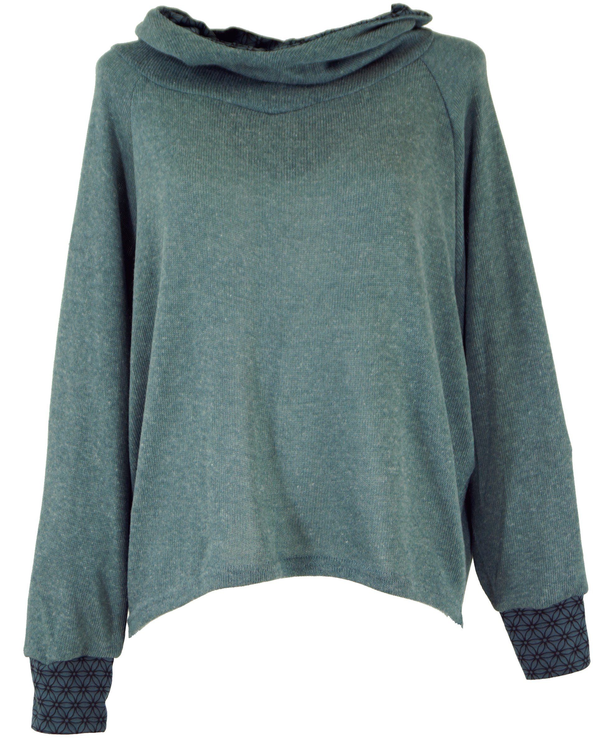 Guru-Shop Longsleeve Hoody, Sweatshirt, Pullover, Kapuzenpullover -.. alternative Bekleidung taubenblau