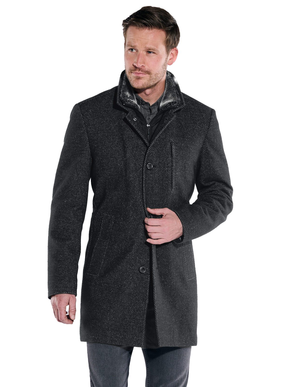 ENGBERS GERMANY Kurzmantel ENGBERS GERMANY Herren Mantel aus Baumwoll-Hightech-Gewebe, Schwarz