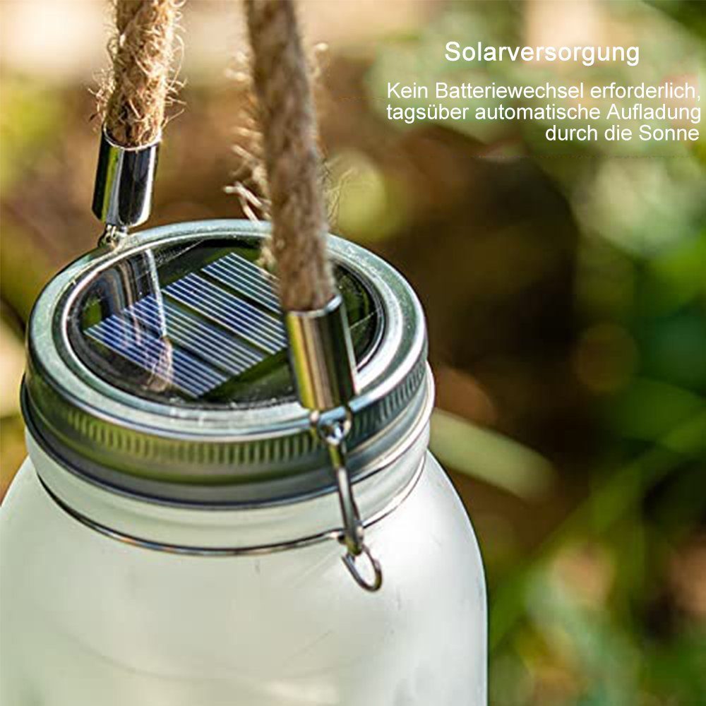 Licht Bunt zggzerg im Einmachglas LED Jar Außen, 2 Solarg Stück Solarleuchte Schmetterlingsfee für