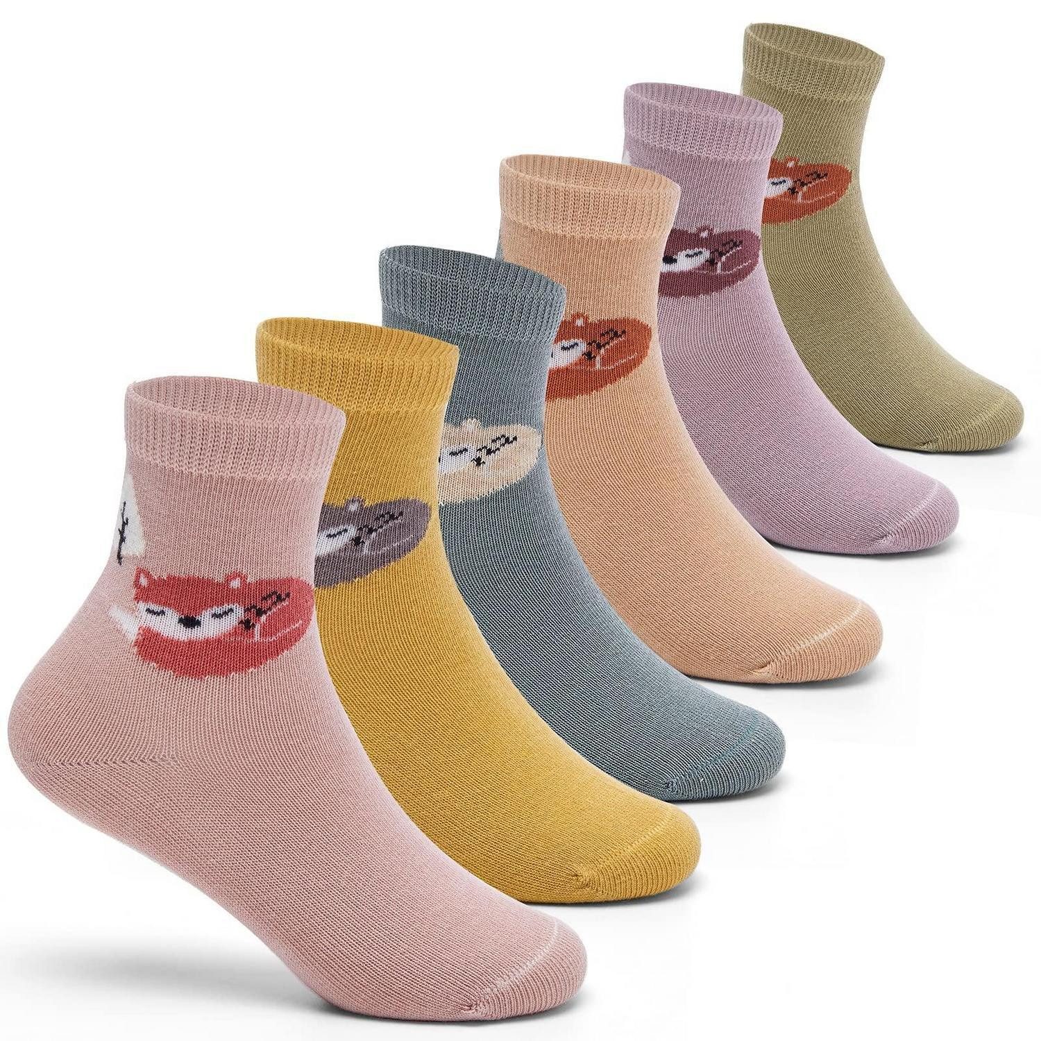 LuxusKollektion Kuschelsocken Socken Kinder 6 Paar Baumwolle Cartoon Fuchs