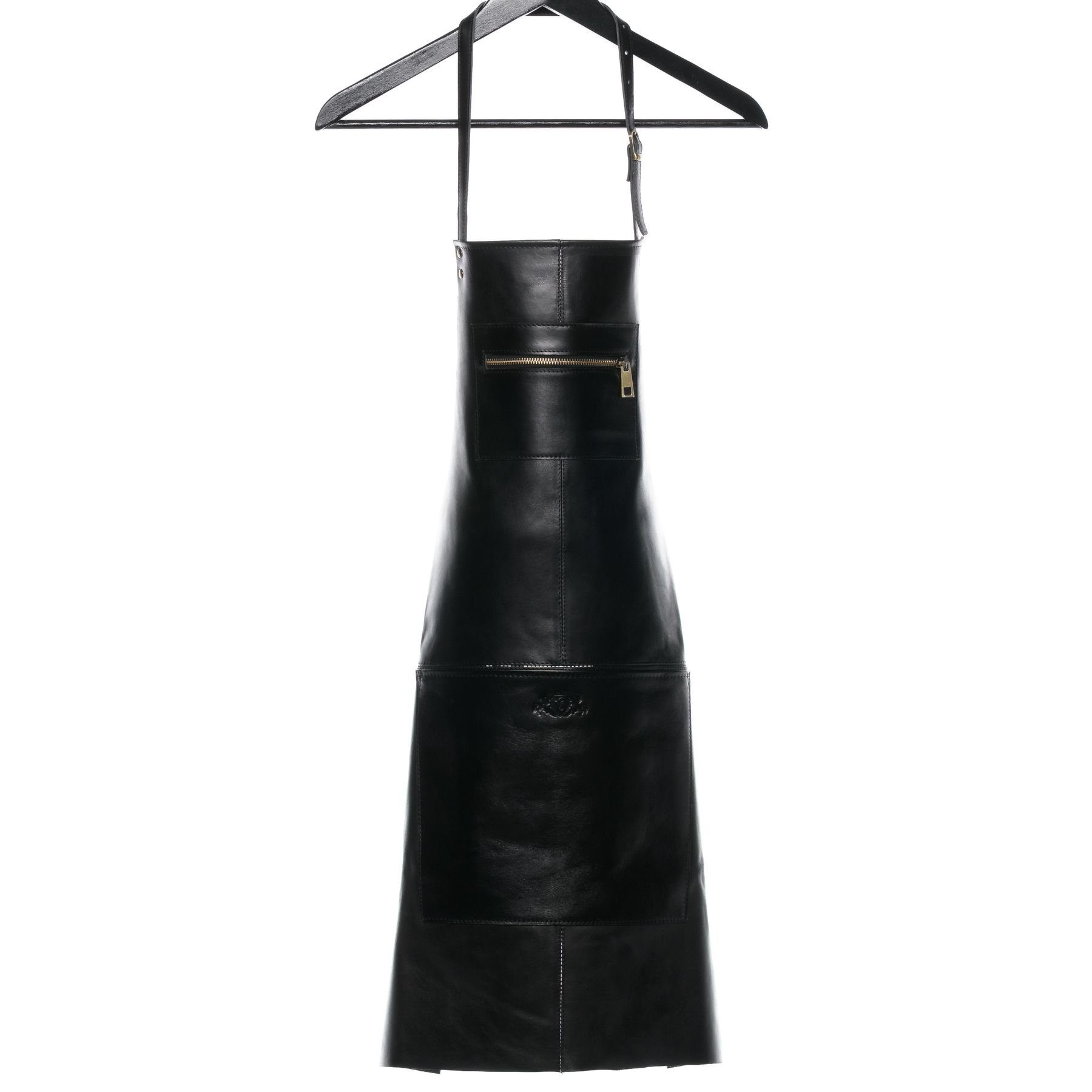 SID & VAIN Grillschürze echt Leder Schürze zum Grillen BBQ schwarz HEATHROW, Kochschürze echt Leder Unisex, Lederschürze BBQ, Schürze schwarz