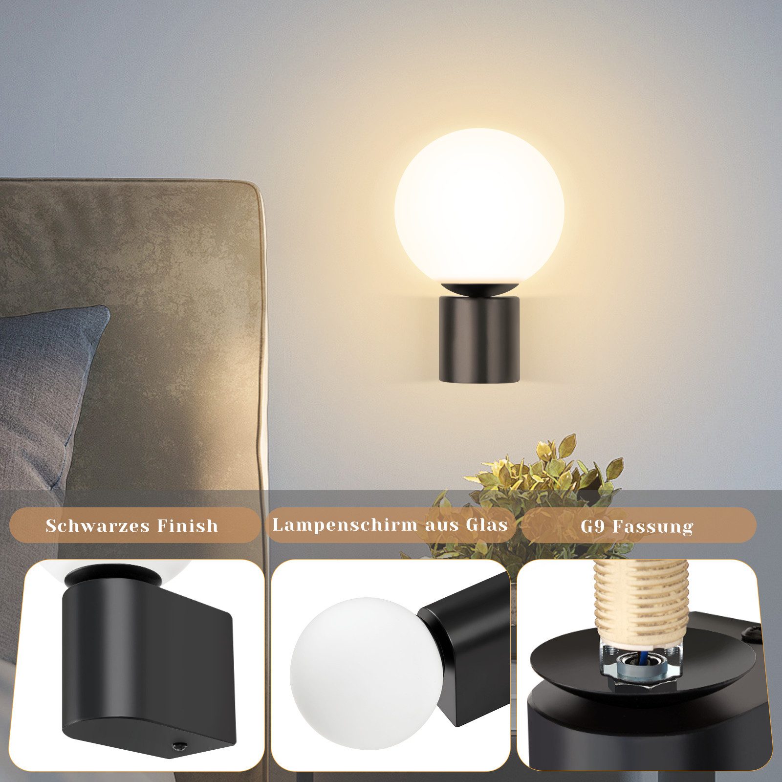 Nettlife Wandleuchte Schwarz Innen modern Weiß günstig online kaufen