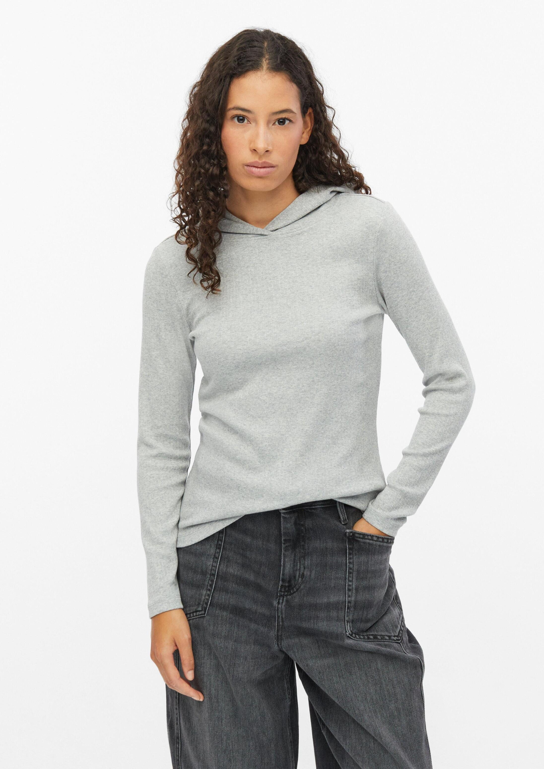 s.Oliver Langarmshirt T-Shirt Geripptes T-Shirt im Slim Fit mit Kapuze