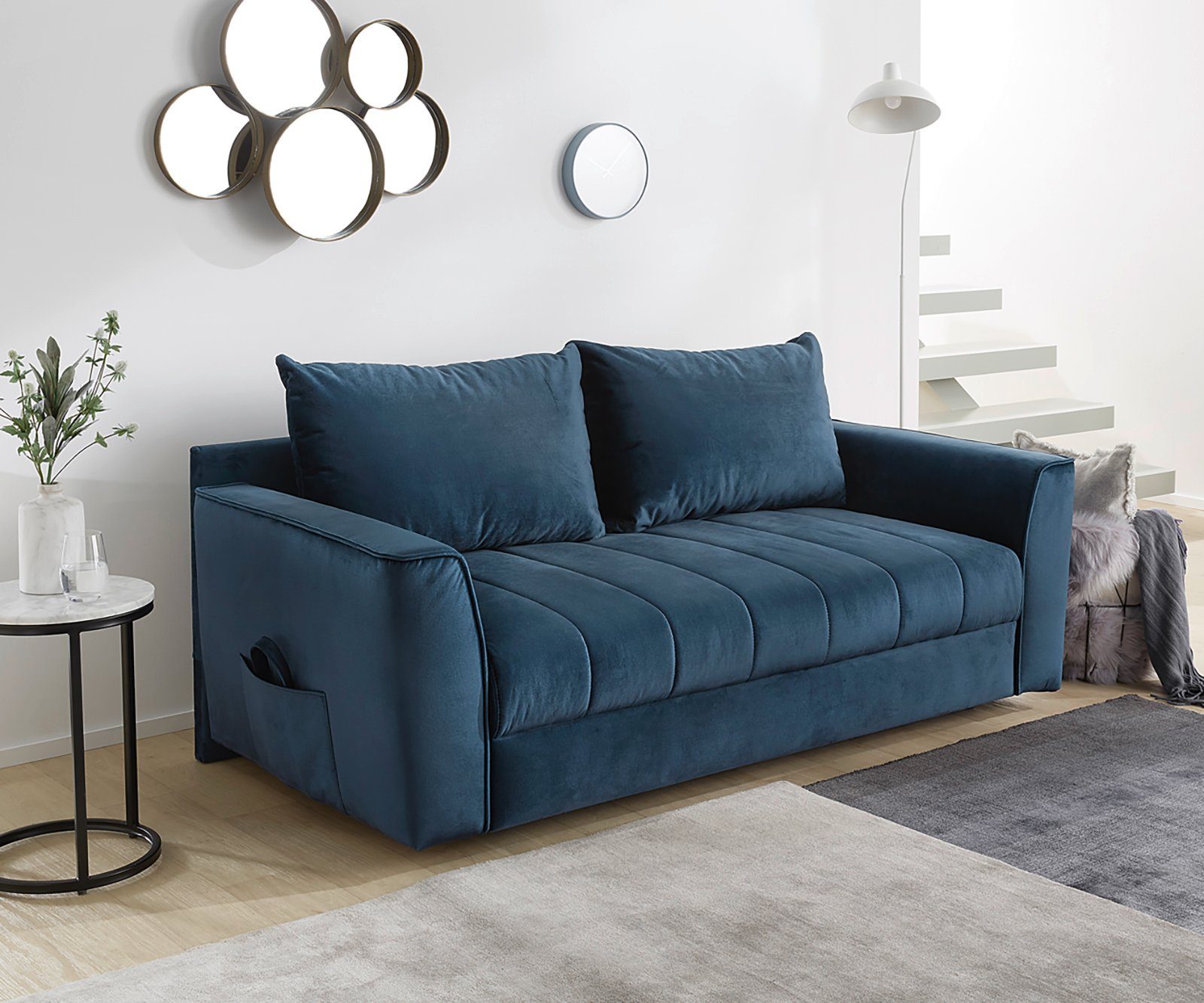 DELIFE Schlafsofa »Raine«, Dunkelblau 190x90 cm Schlaffunktion