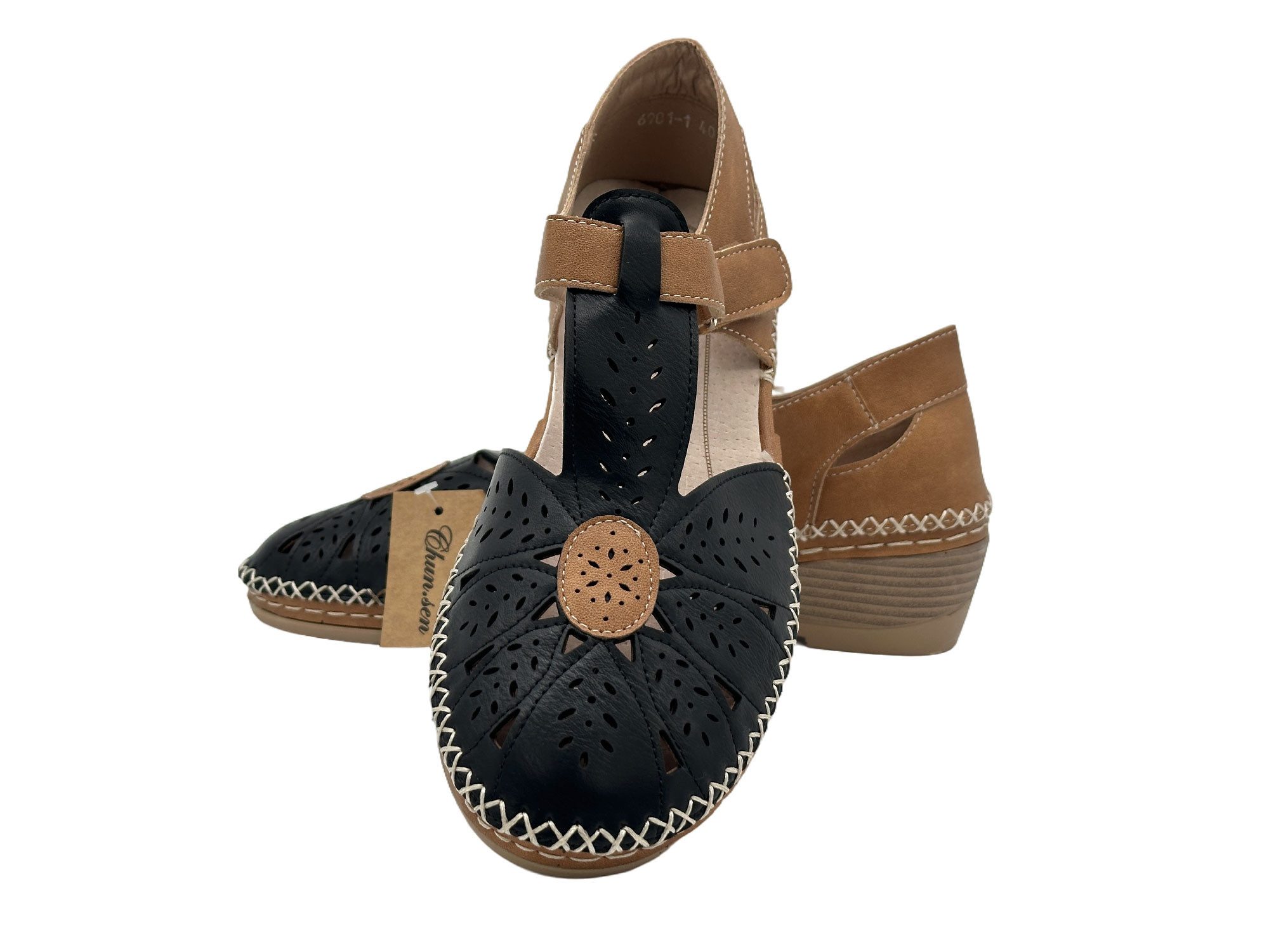 Nowaland Damen Komfort Sandalen mit Klettverschluss und Keilabsatz Sandale Atmungsaktiv, weich gepolstert, flexible Laufsohle