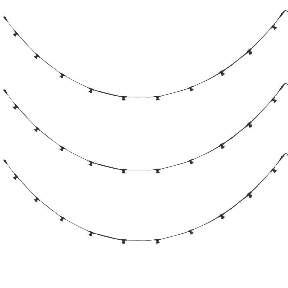 Qazqa LED-Lichterkette Lubber, 30-flammig, QAZQA Außen Lichterkette, e27, Schwarz, Kunststoff, Design