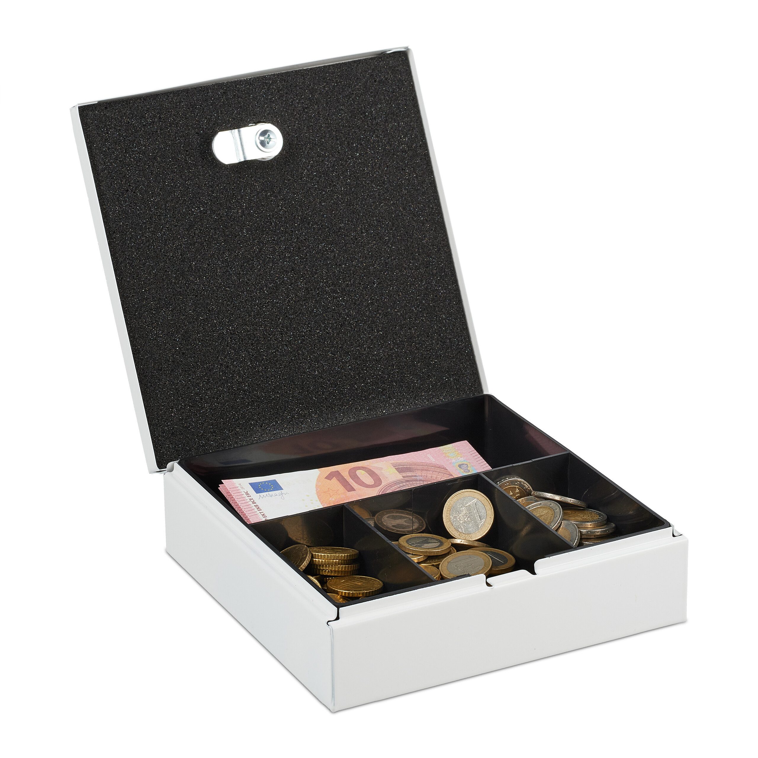 relaxdays Geldkassette Abschließbare Geldkassette, weiß