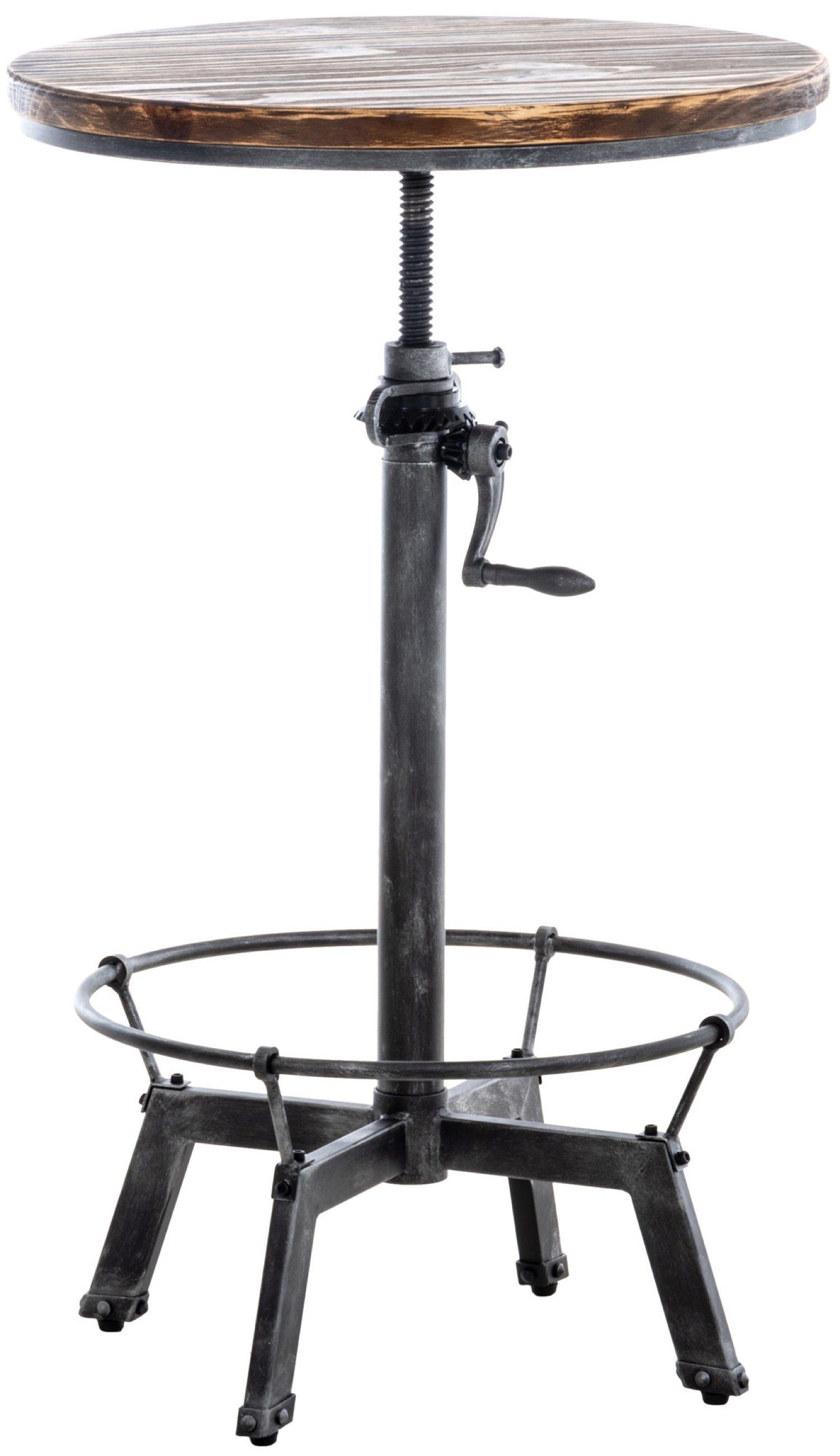 TPFLiving Bartisch Mali - Stehtisch für Garten, Balkon, Terrasse und Wohnraum (Hochwertiger und stabiler Metalltisch aus handgefertigtem Eisen, 1-St., Balkontisch, Terrassentisch, Bistrotisch - Farbe: antik silber), Tischplatte mit massivem Kieferholz - Maße (LxBxH): 59 x 59 x 102cm