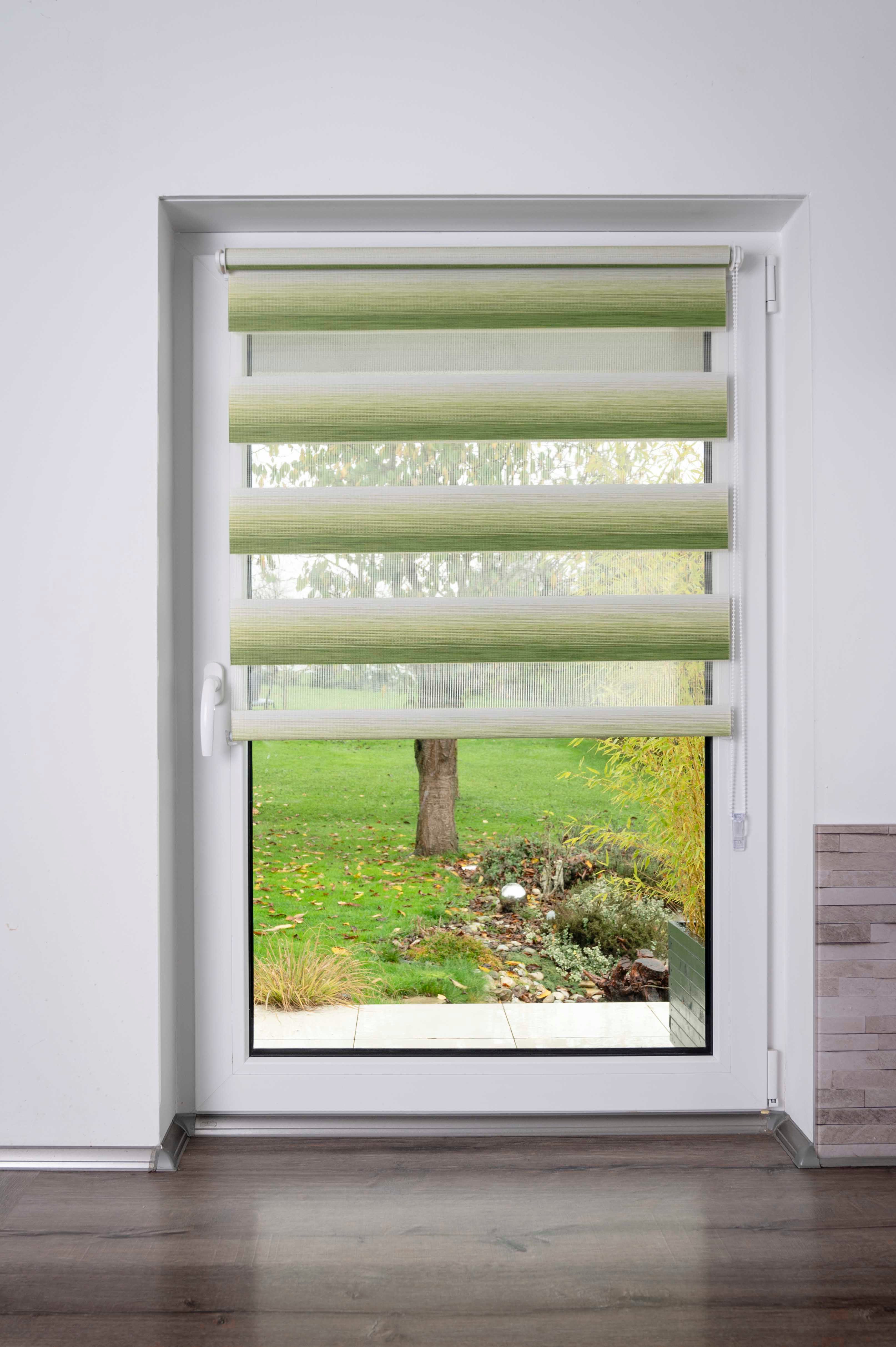 Doppelrollo mit schönen Farbverlauf, K-HOME, Lichtschutz, ohne Bohren, freihängend, Klemmfix