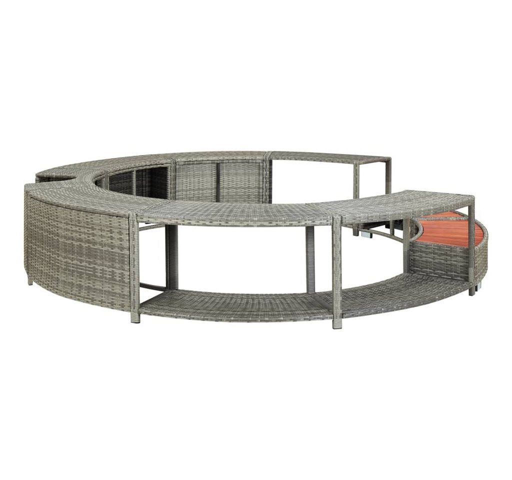 Thumbnail - vidaXL Poolleiter Whirlpool-Umrandung Grau Polyrattan