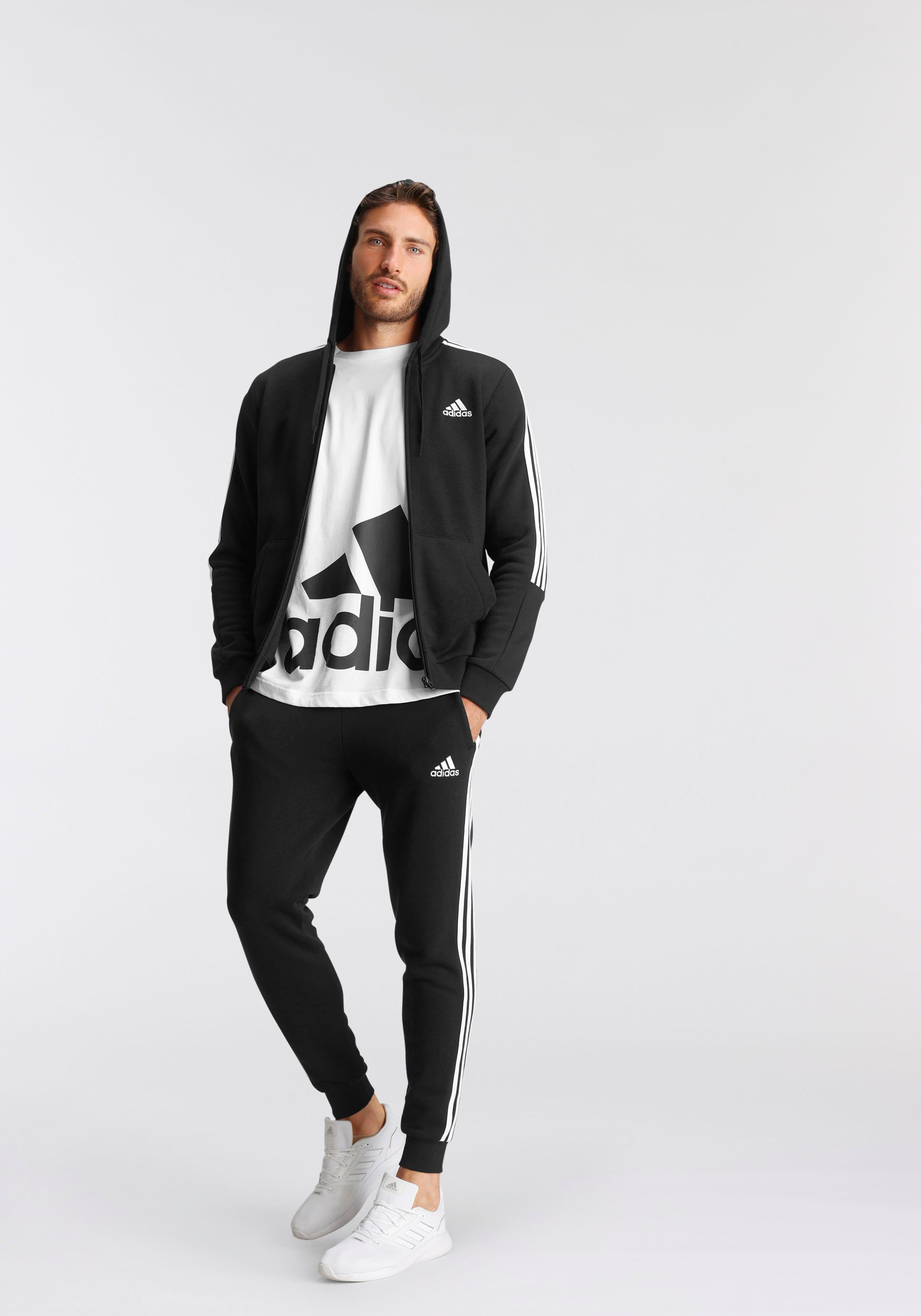 / Black White 3STREIFEN Sportswear (1-tlg) FITTED adidas ESSENTIALS Sporthose FLEECE HOSE