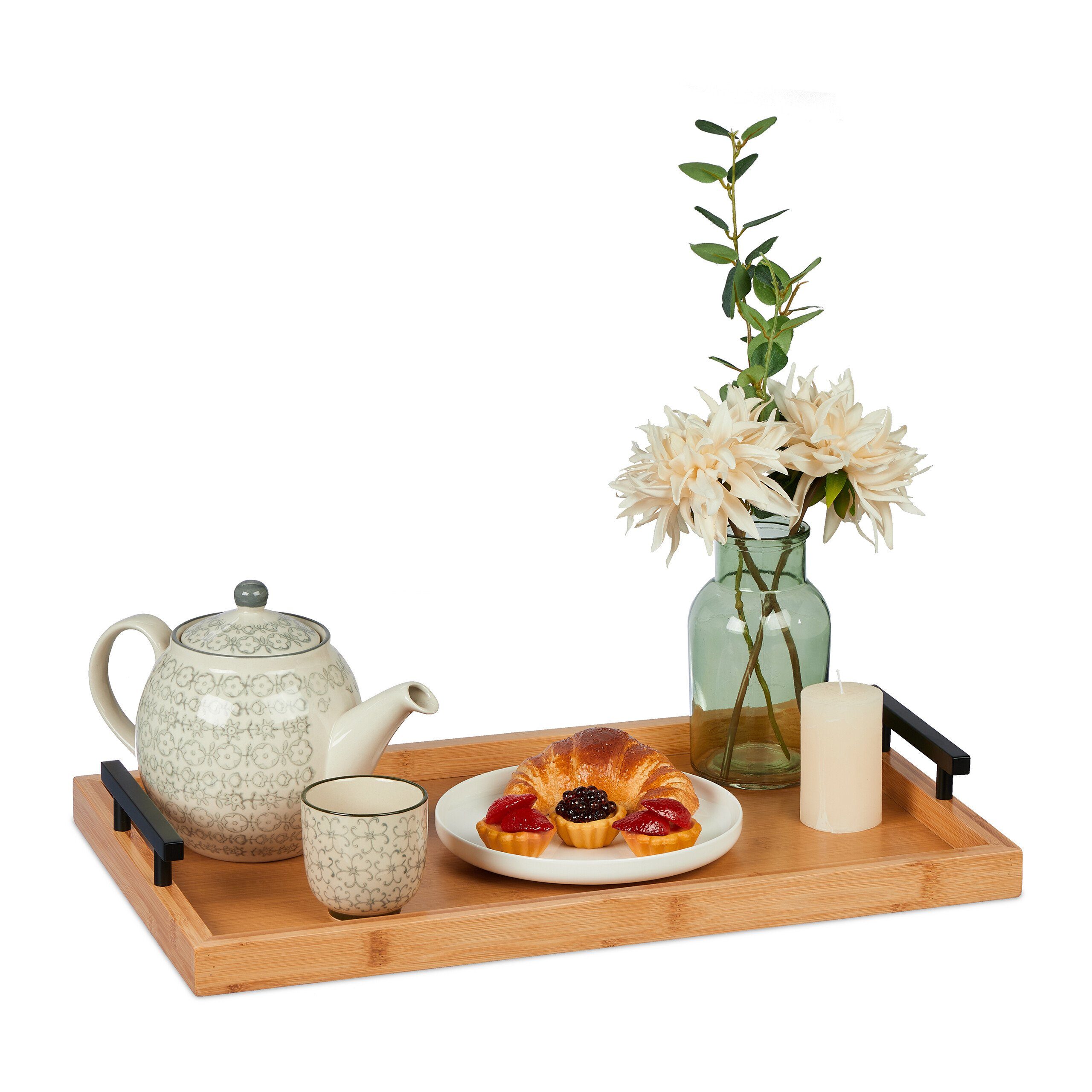 relaxdays Tablett aus Bambus, Bambus, (1-tlg)