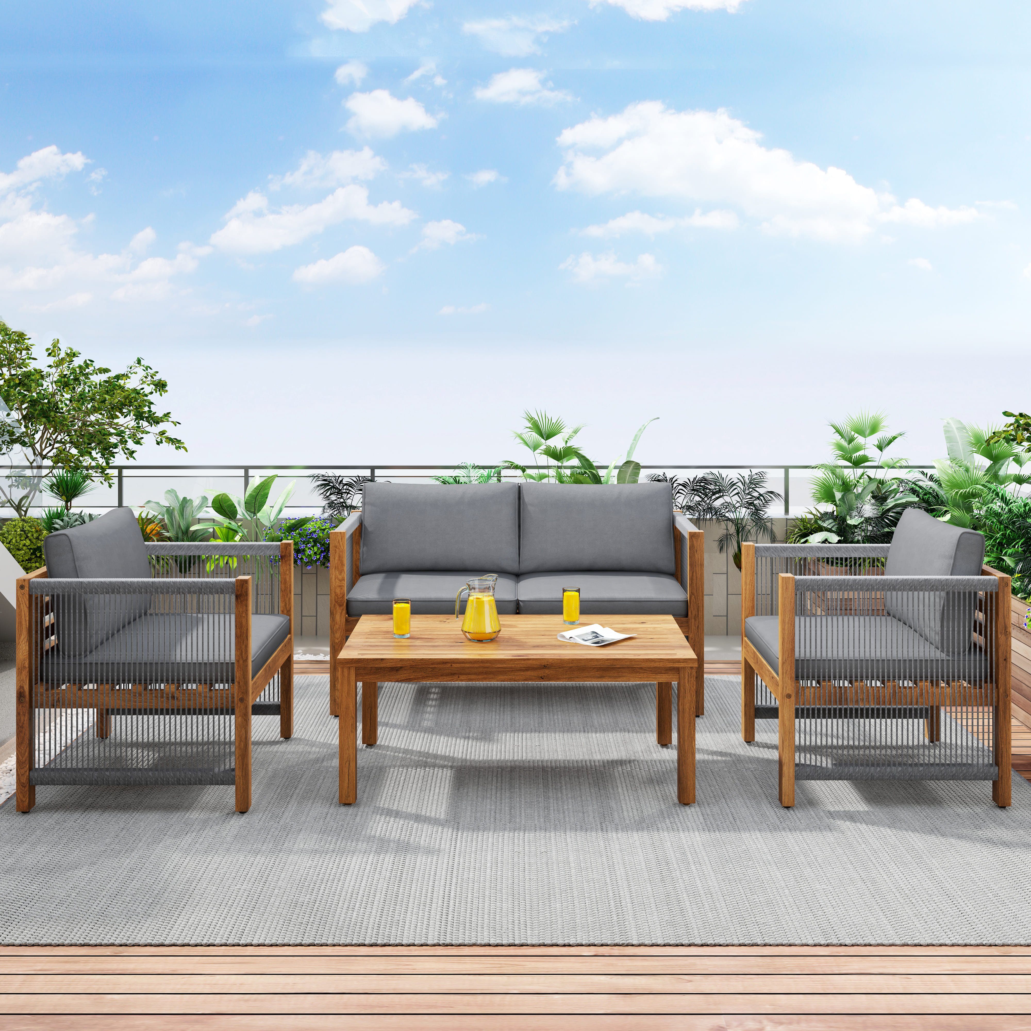 Flieks Gartenlounge-Set, Gartenmöbel Set Sitzgruppe Bank günstig online kaufen
