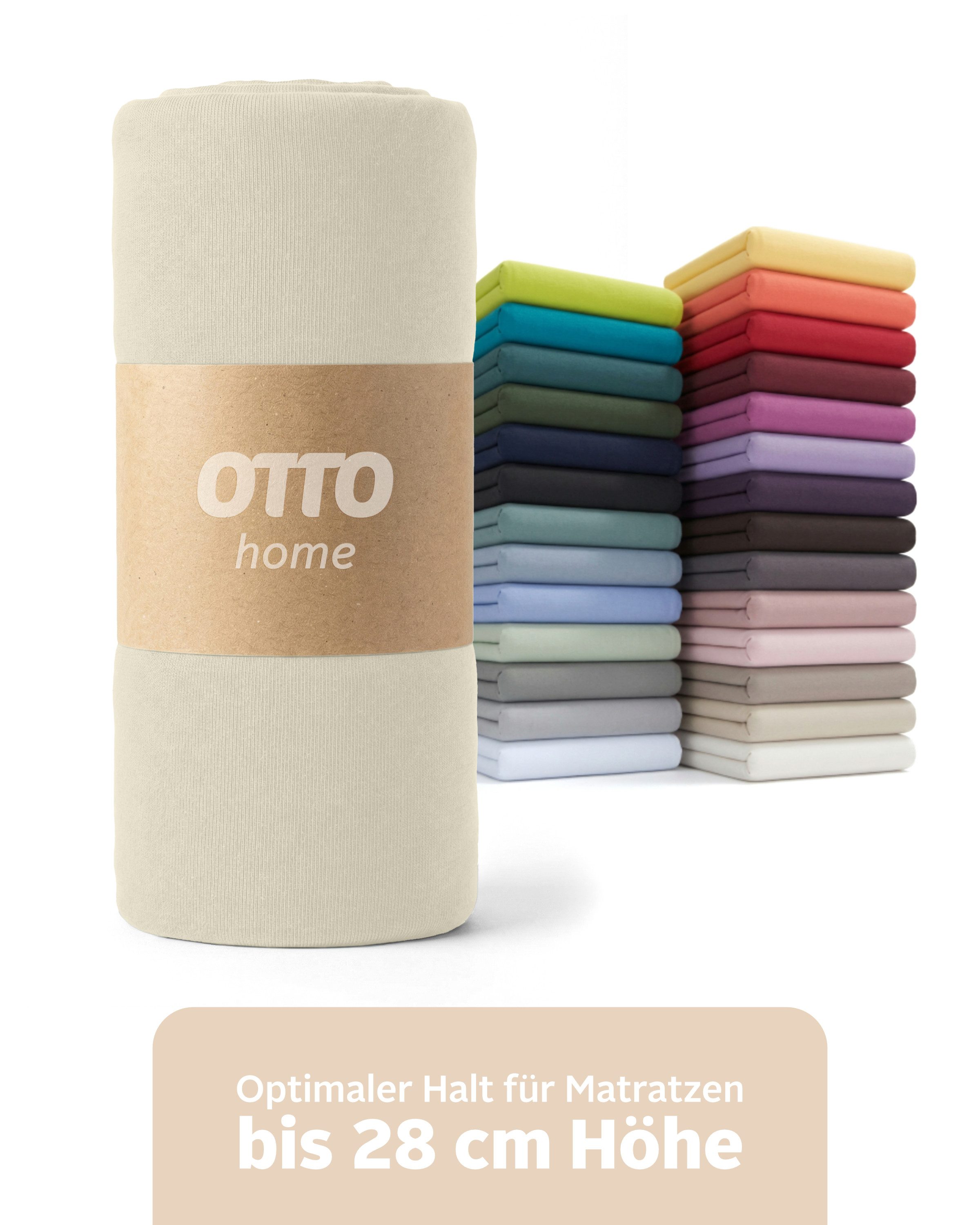 OTTO home Spannbettlaken BLACKBERRY in PREMIUM und BASIC Qualität, 100% Baumwolle, Jersey (110 g/m), Gummizug: rundum, (1 Stück), für hohe Matratzen bis 28 cm, Bettlaken, Spannbetttuch, Boxspring