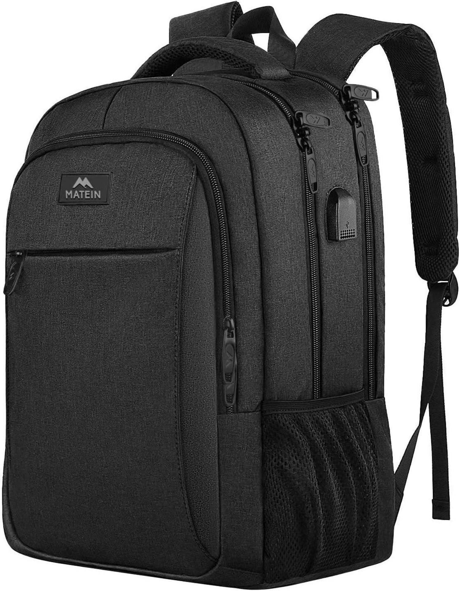LuxusKollektion Laptoprucksack Business Laptop Rucksack 15,6 Zoll USB Ladeanschluss Schwarz