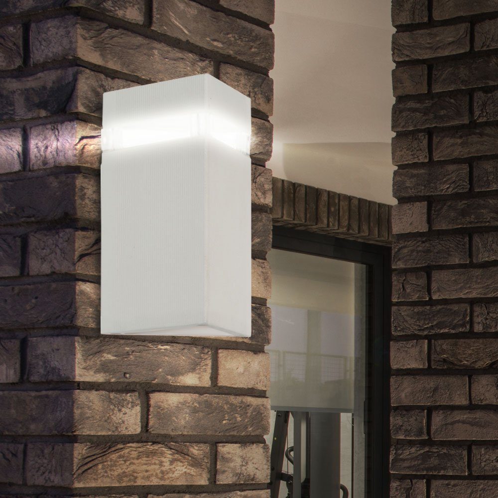 etc-shop Außen-Wandleuchte, Leuchtmittel inklusive, Warmweiß, Außenleuchte Wandlampe Außen Wandleuchte Aluminium weiß IP54