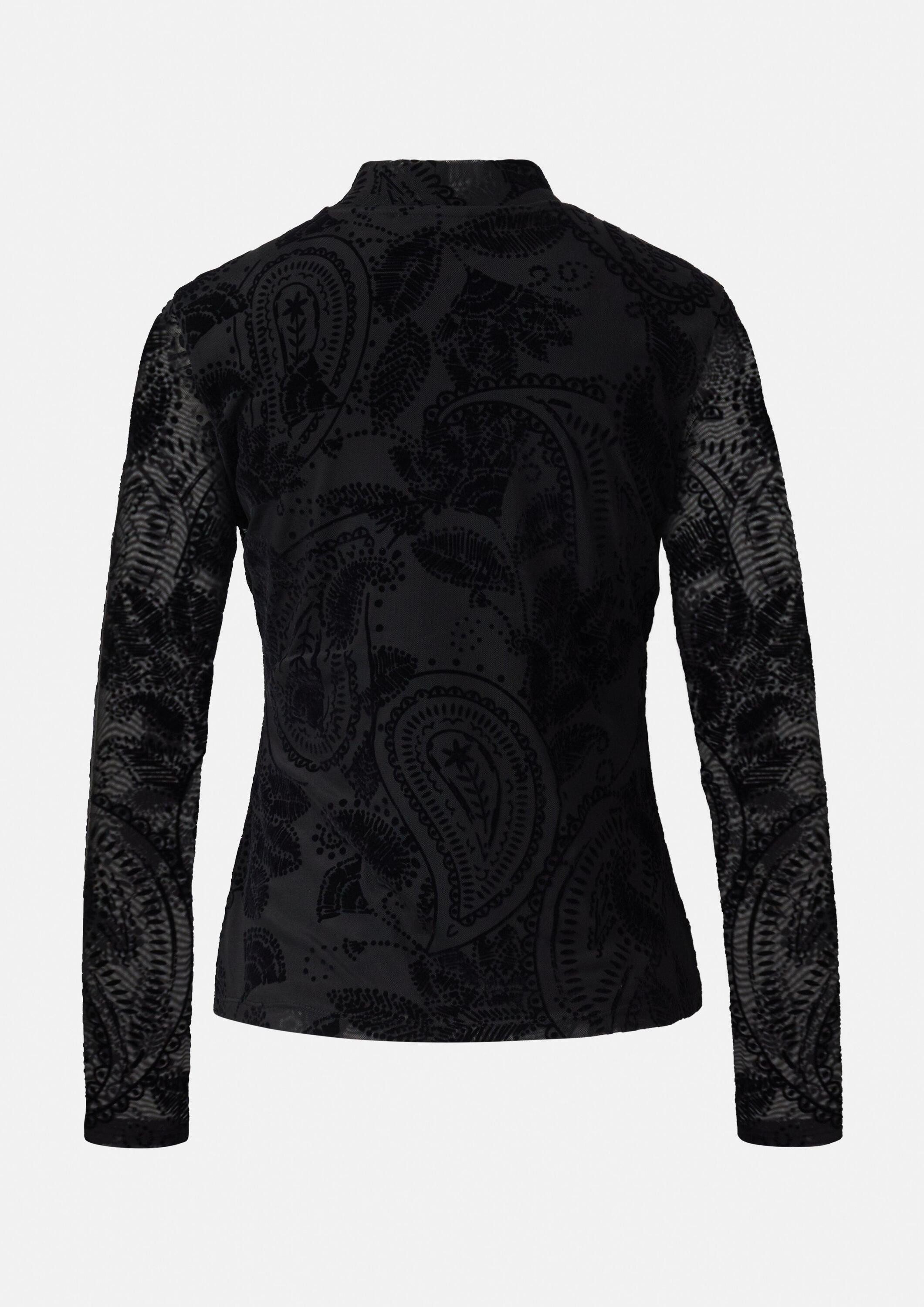 comma Langarmshirt T-Shirt Meshshirt mit floralem günstig online kaufen