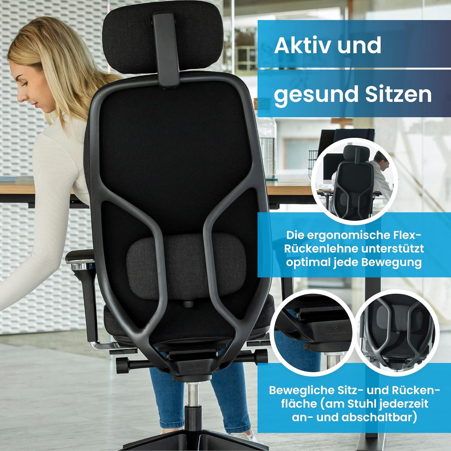 Ergotopia Bürostuhl MasterBack ergonomischer Schreibtischstuhl mit Kopfstüt günstig online kaufen
