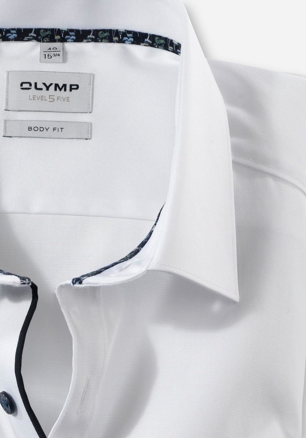 OLYMP fit body tonigem Logo-Stitching Level Businesshemd mit weiss Five
