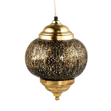 Marrakesch Orient & Mediterran Interior Deckenleuchte Orientalische Lampe Pendelleuchte Mali Gold Antik 32cm