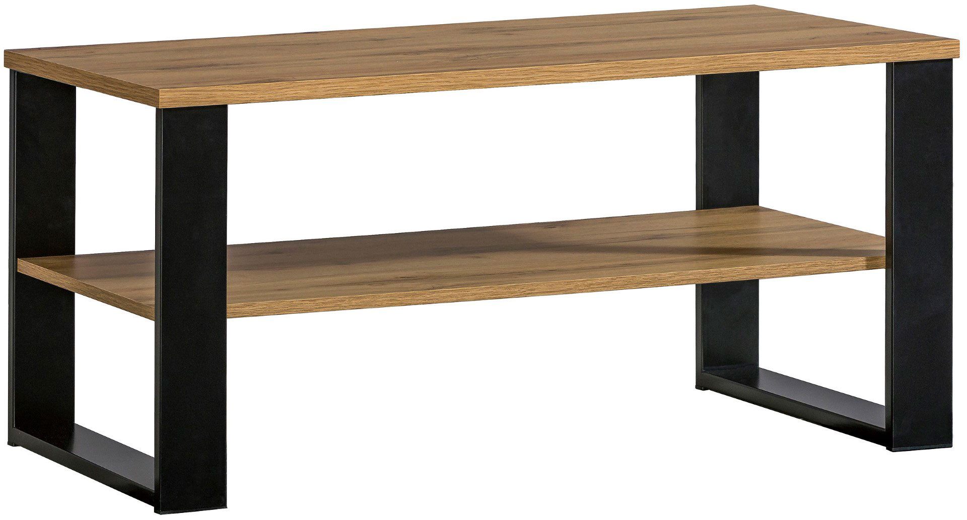 Feldmann-Wohnen Couchtisch Lamia (mit Ablageboden, robustes Metallkonstruktion, 1-St., moderne Optik, mit Ablageboden), 100x56x48cm Eiche Wotan schwarz