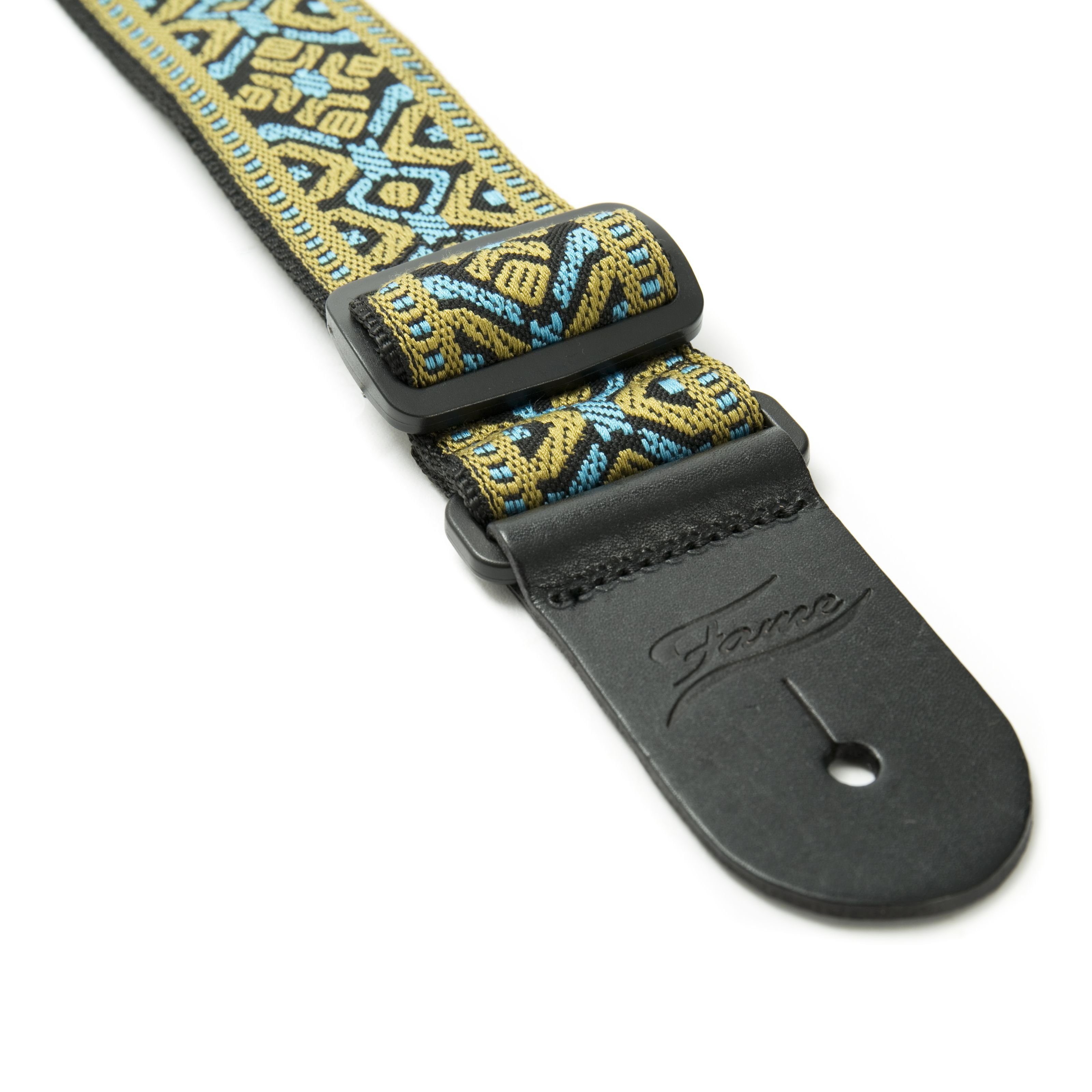 FAME Gitarrengurt, Weave Series, Baroque Pattern, Blue/Gold