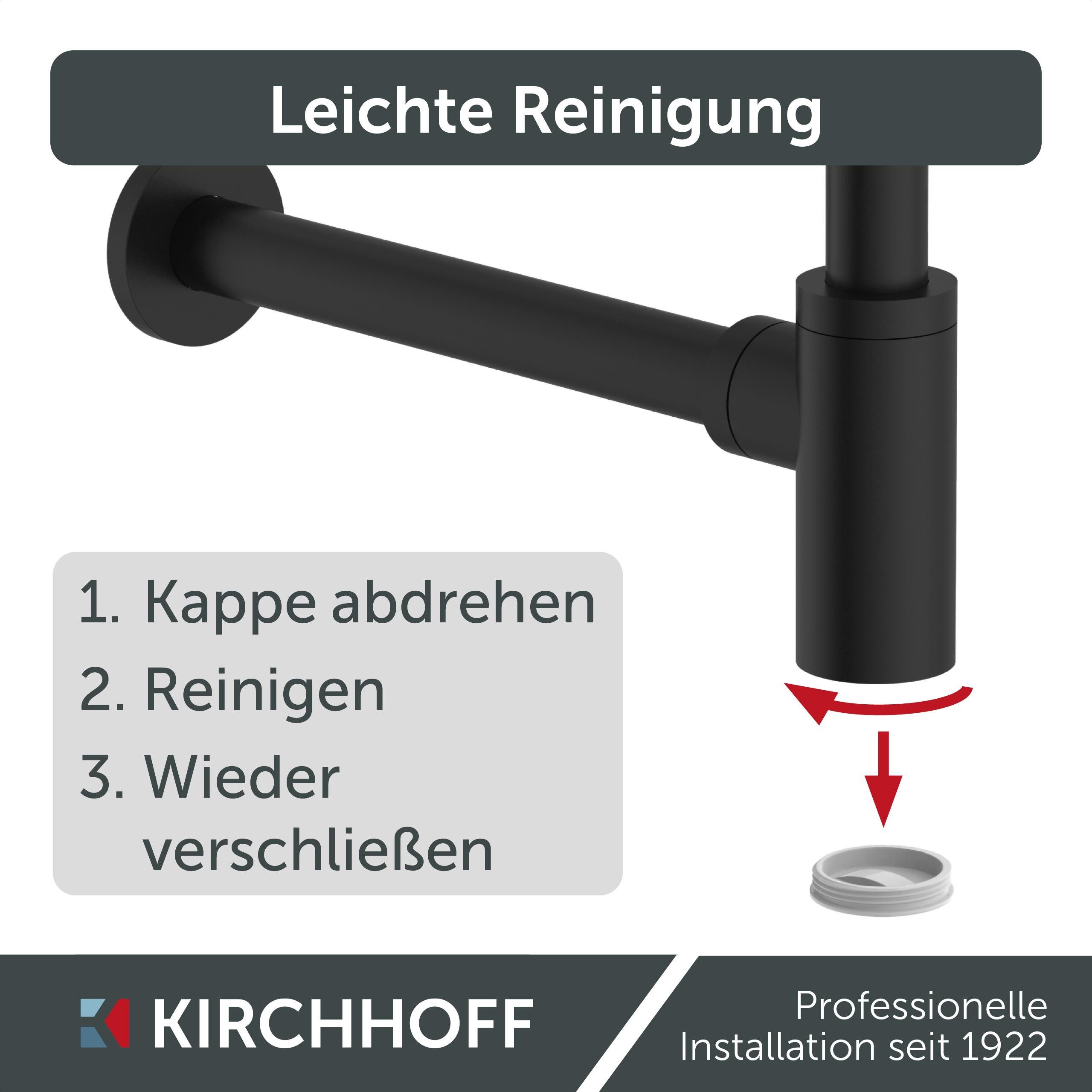 Kirchhoff Siphon Siphon Design Flaschensiphon inkl. Reinigungsöffnung, Röhrengeruchsverschluss für Waschbecken/Waschtische