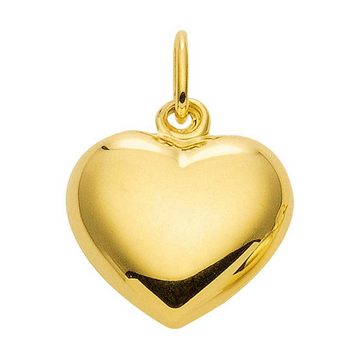 HOPLO Herzanhänger Anhänger Herz mit massiver Goldkette Ankerkette rund 1,1 mm 45 cm 333-, Made in Germany