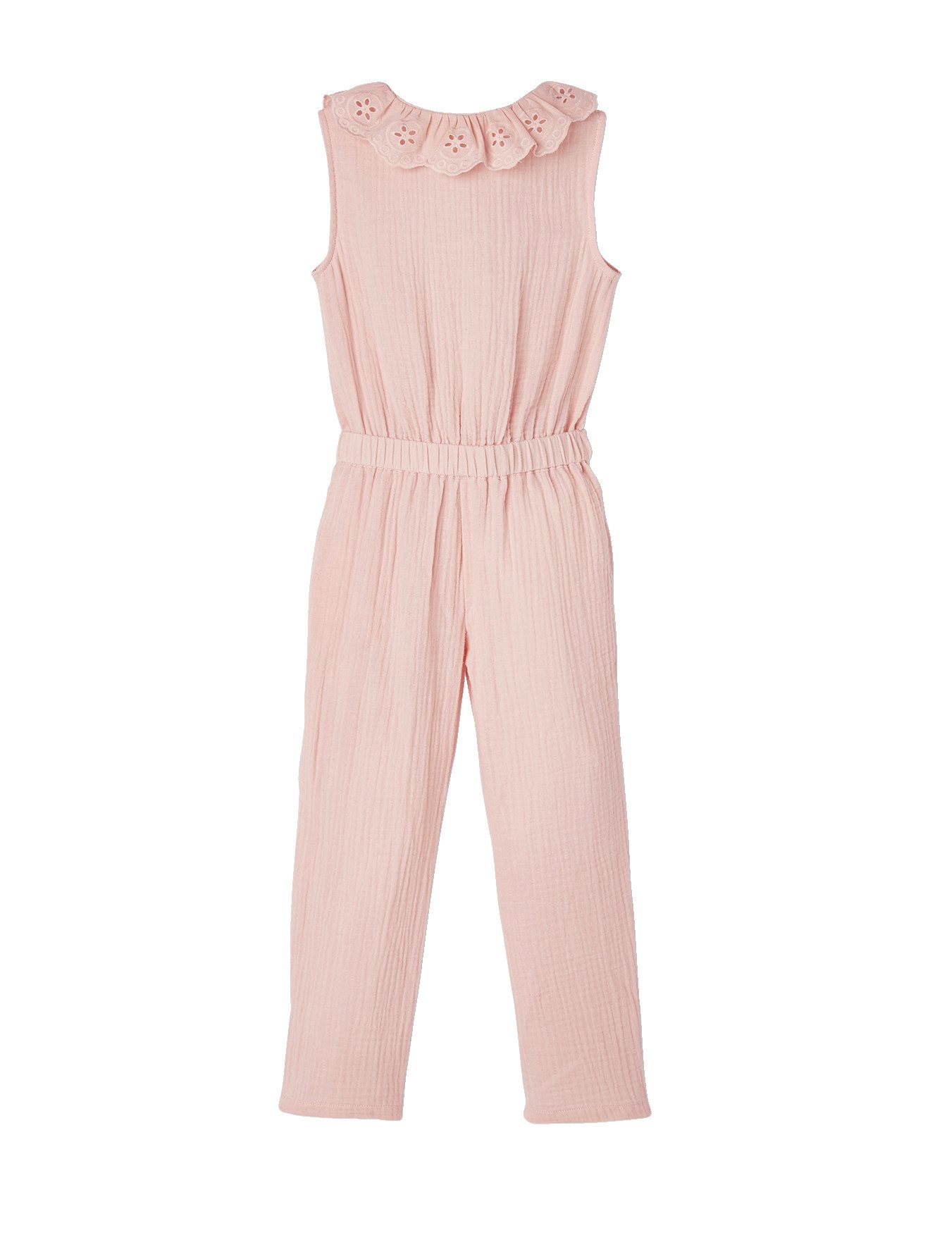 vertbaudet Jumpsuit Mädchen Jumpsuit aus Musselin, bestickter Kragen – Bild 2 von 5