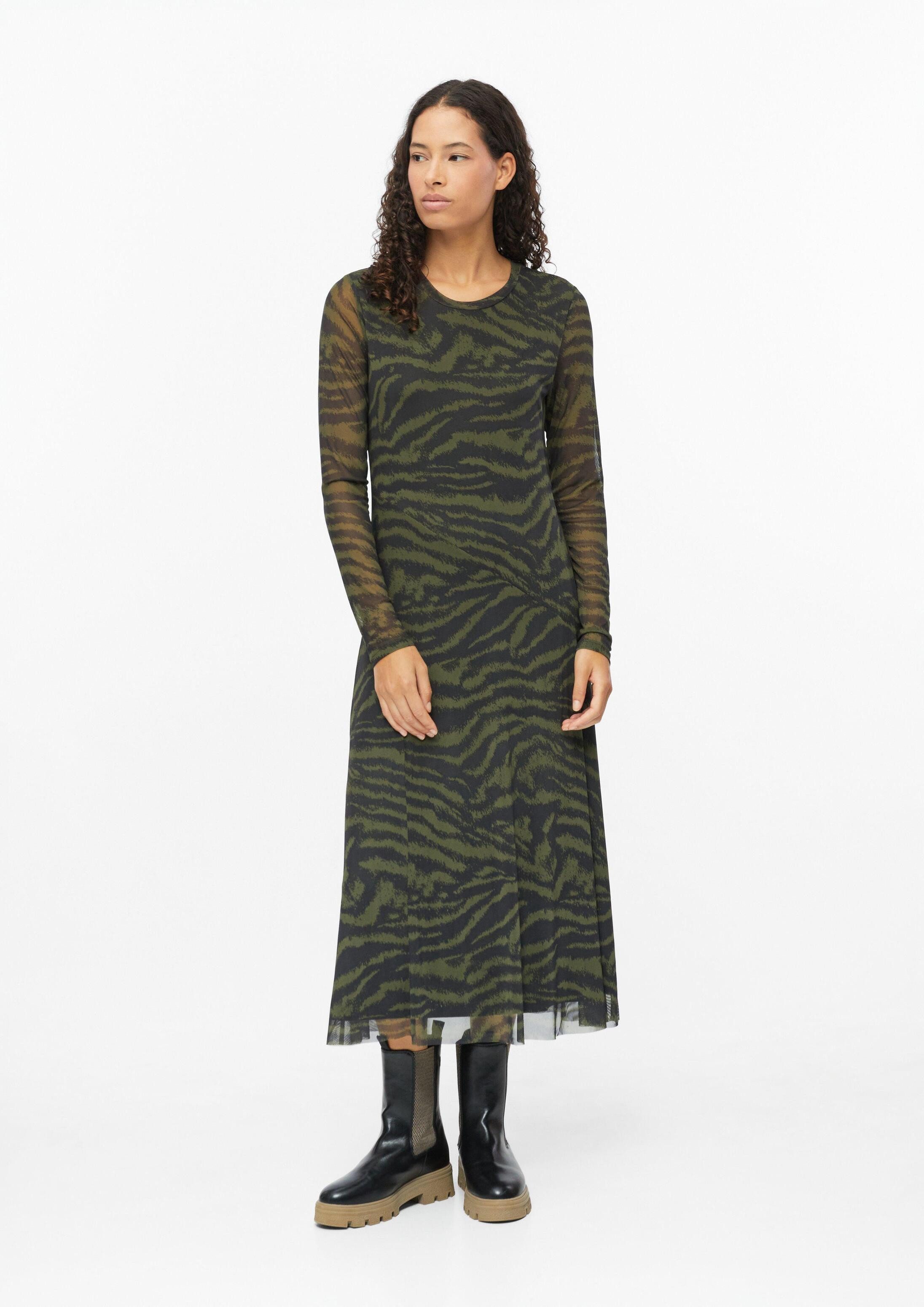 s.Oliver Midikleid Kleid Mesh-Kleid mit Animal-Print und Raffung