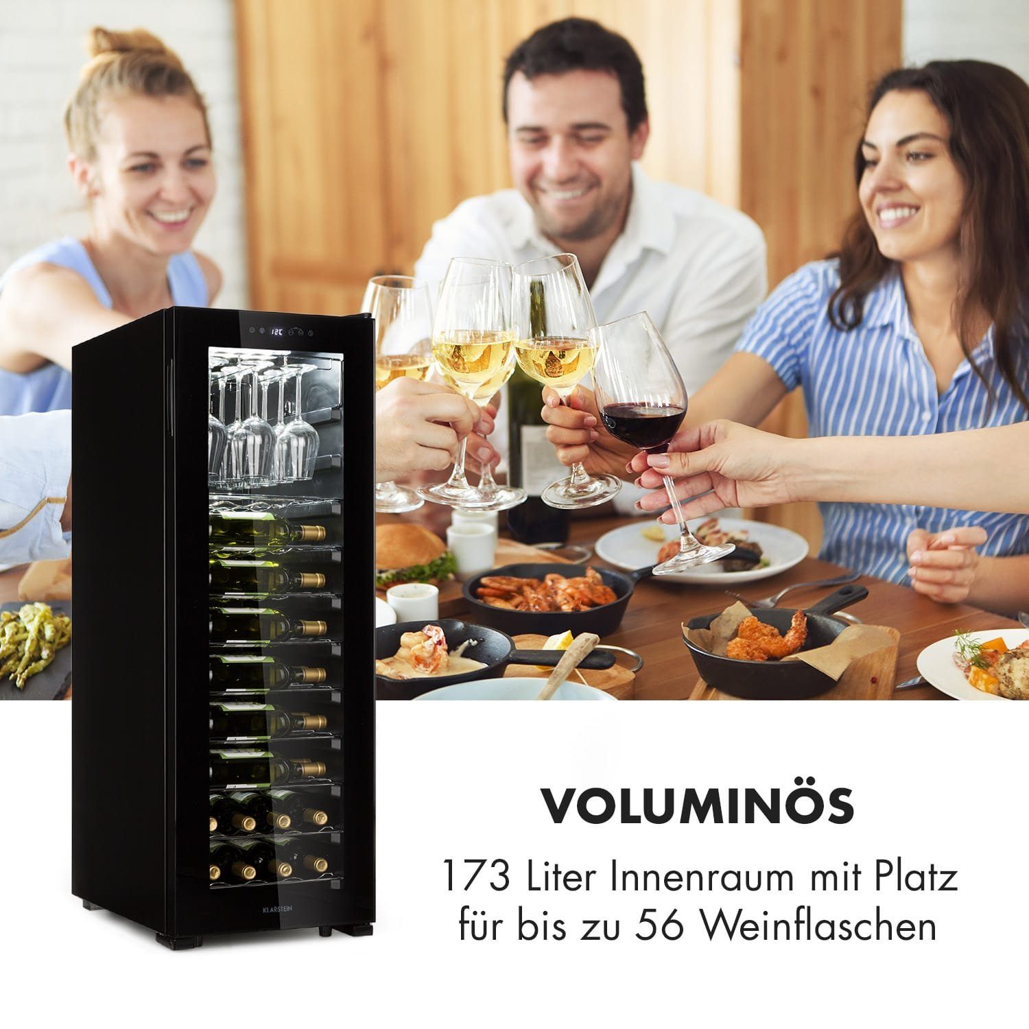 Wein Weinkühlschrank Flaschenkühlschrank Bellevin Klarstein Standardflaschen Weintemperierschrank 0,75l,2 56 für á Zonen Weinschrank 62,