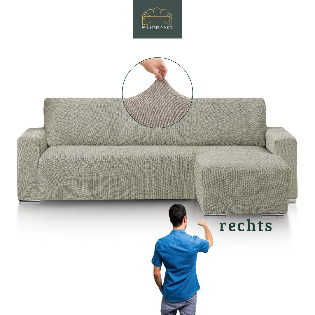 Belmarti Sofahusse 1-teiliger Sofabezug für L-Form mit Ottomane, hergestellt in Spanien, elastisches Material, hochwertiger und langlebiger Baumwollmix