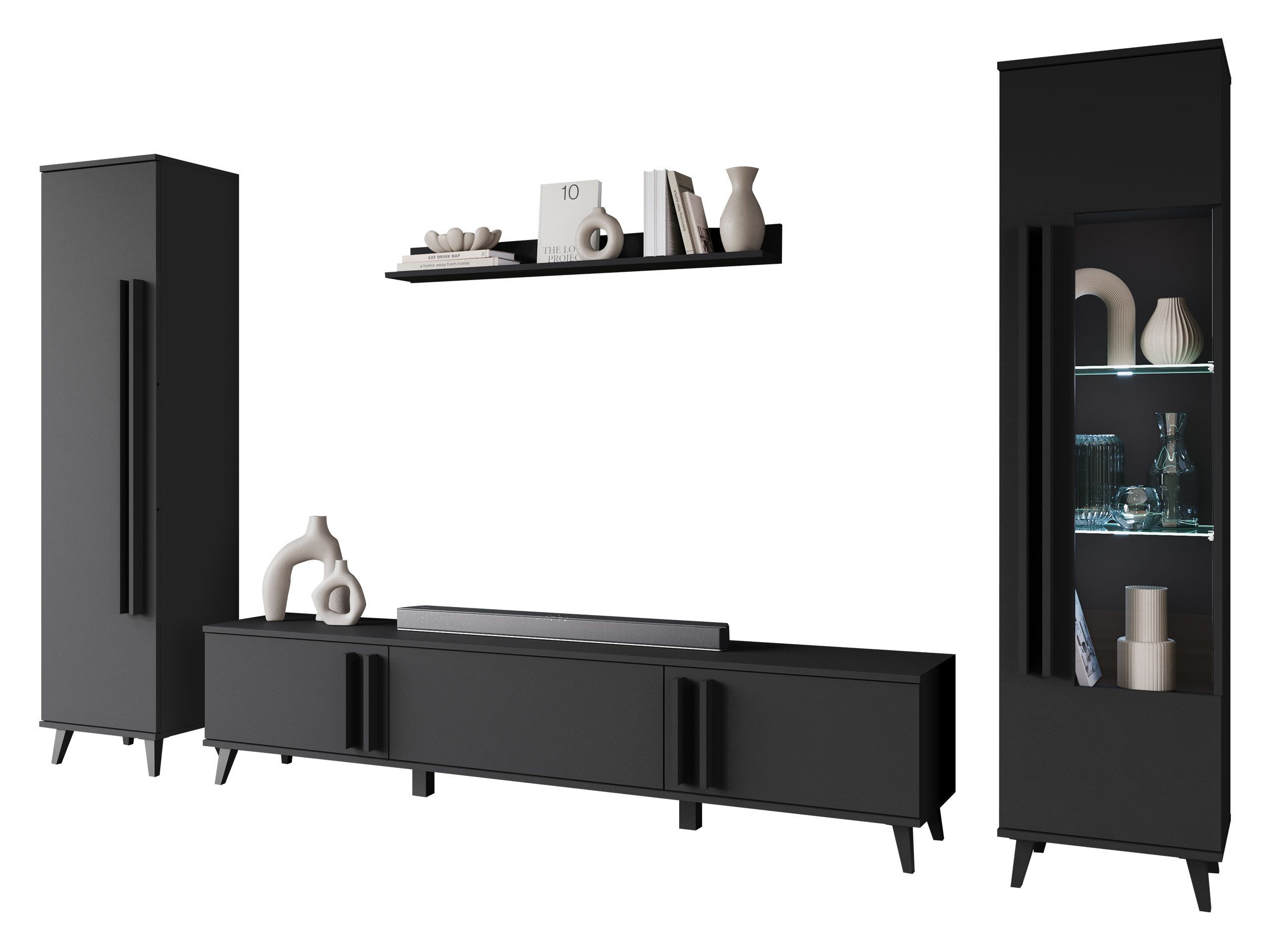 MIRJAN24 Wohnwand Helsinki II, (4er-Set, Vitrine, günstig online kaufen