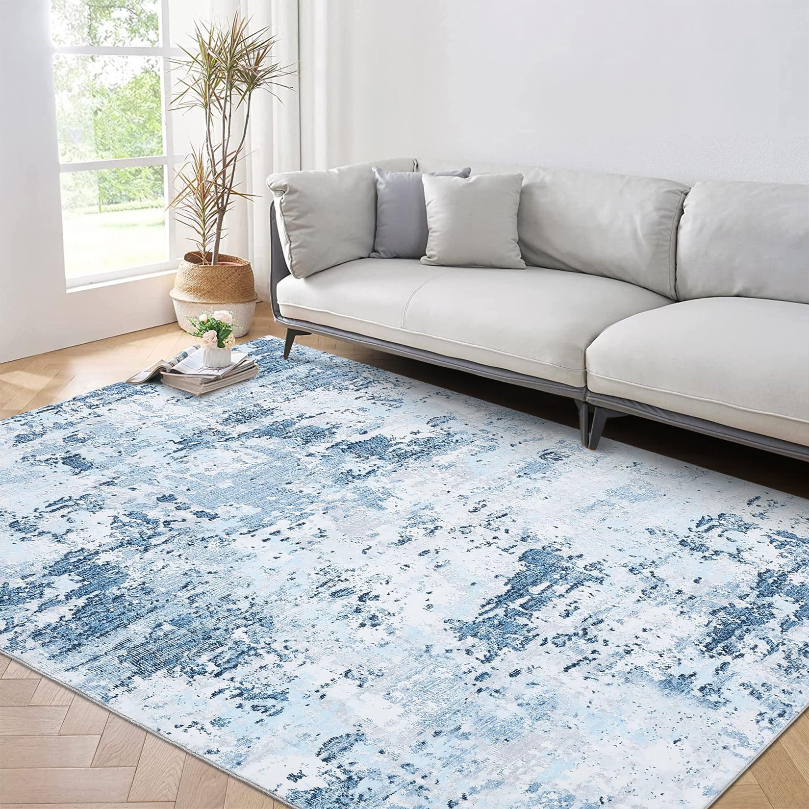 GarveeMore Teppich Faltbarer Kurzflor-Teppich für Wohnzimmer & Schlafzimmer & Flur, rechteckig, Höhe: 6 mm, waschbar, rutschhemmende …