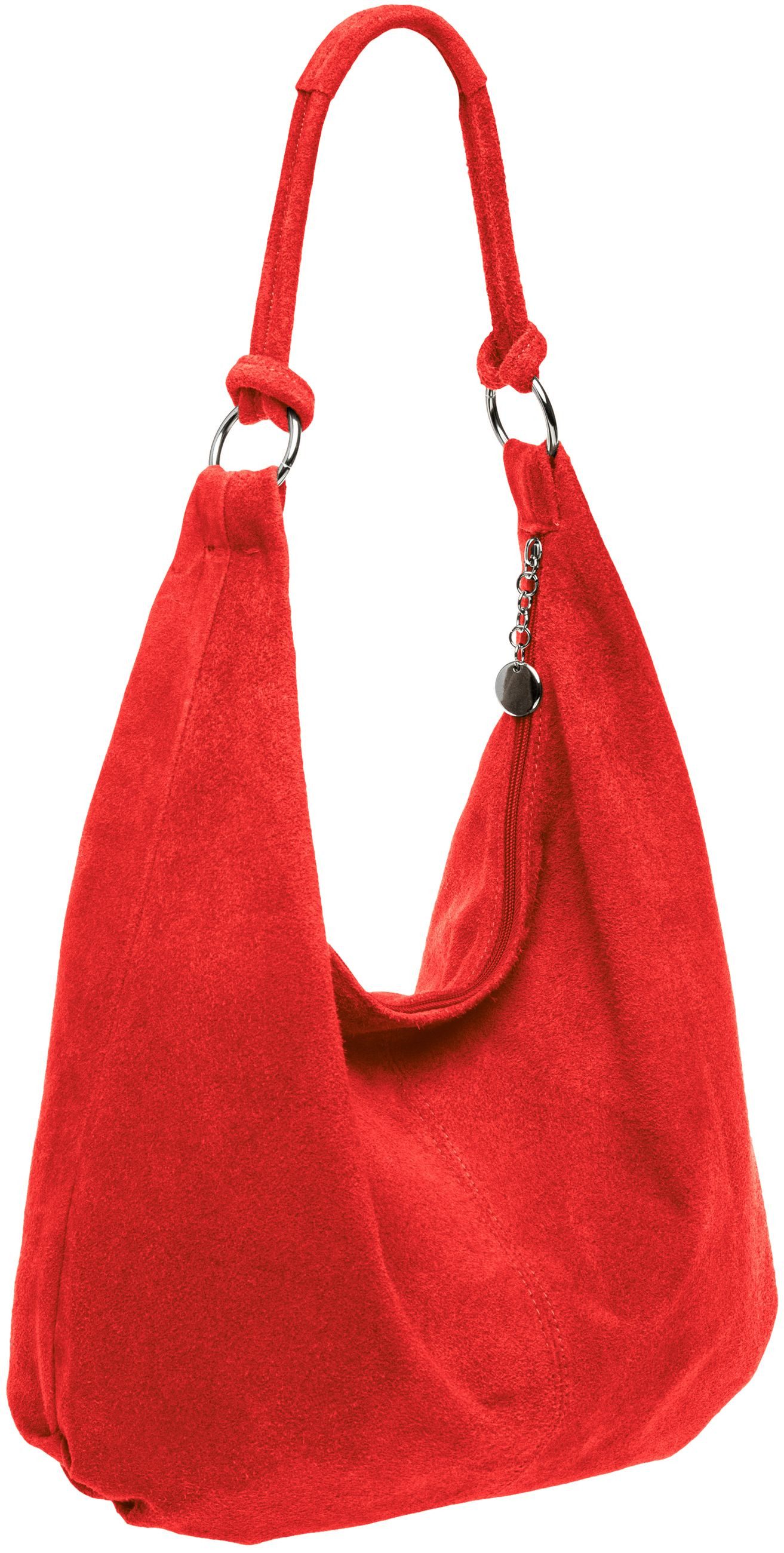 Caspar Schultertasche Damen Vintage Leder Tasche Hobo Bag - CLASSIC LINE - Modell No.617, 100% italienisches Veloursleder, samtig weich, angenehmer Tragekomfort
