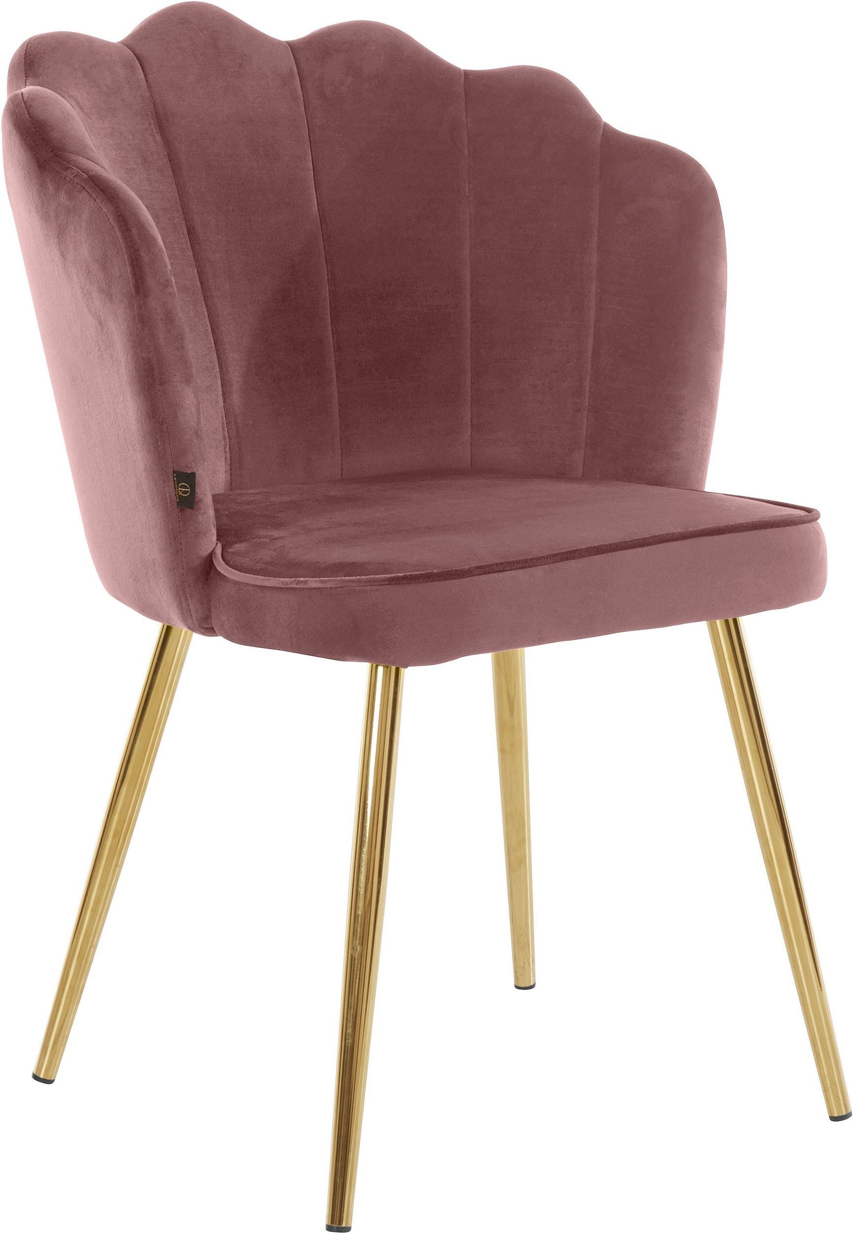 loft24 Esszimmerstuhl Sanda (Set, Bezug 49 cm Polsterstuhl, Samtoptik, Metallgestell, St), Sitzhöhe 2 rosa in