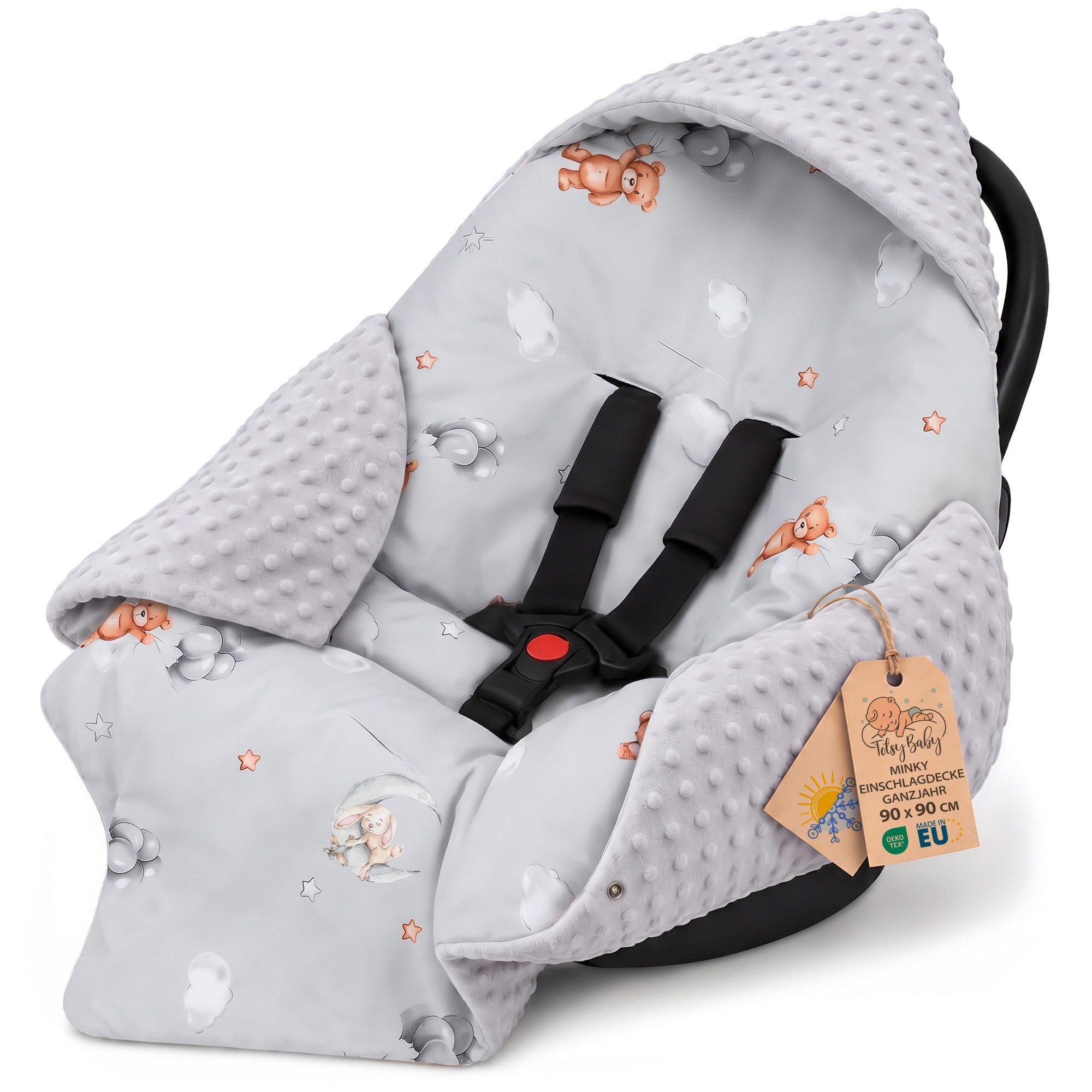 Einschlagdecke Babyschale Baby Decke 90x90 cm - Fußsack Blanket für Kinderwagen, Totsy Baby von Totsy Baby