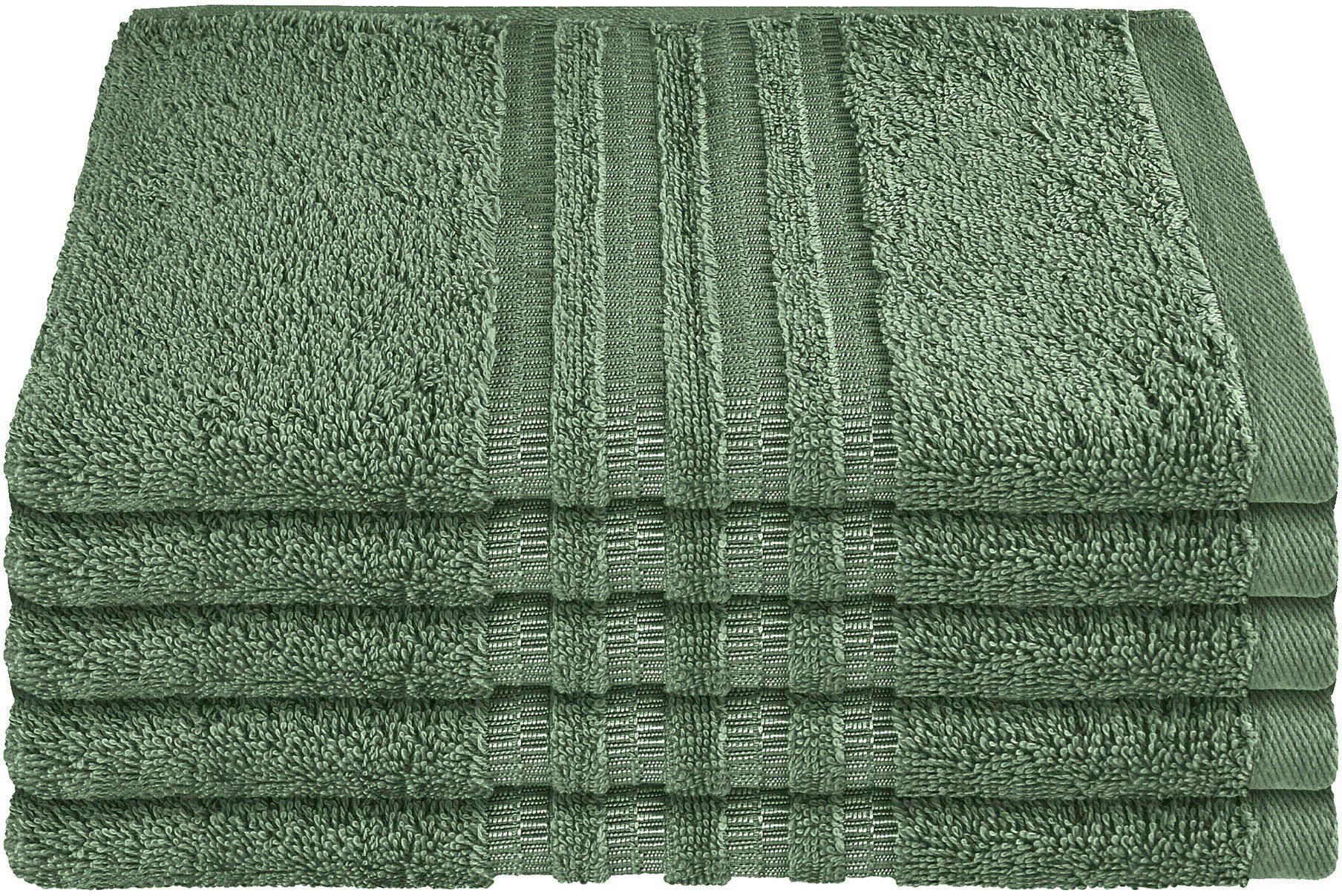 Schiesser Gästehandtücher Milano im (5-St), GREEN Set, Dunkelgrün 5er MADE Frottier by IN OEKO-TEX®-zertifiziert